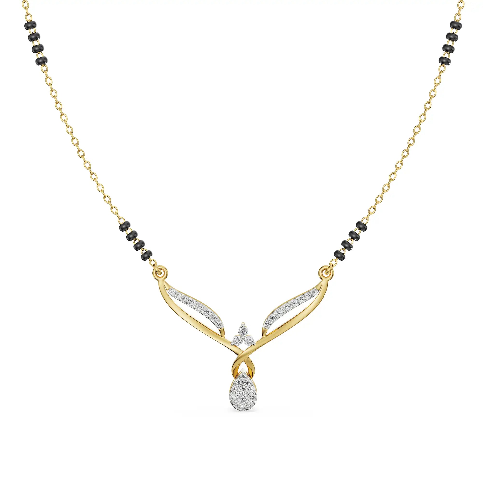 Twisted V Diamond Mangalsutra Front View