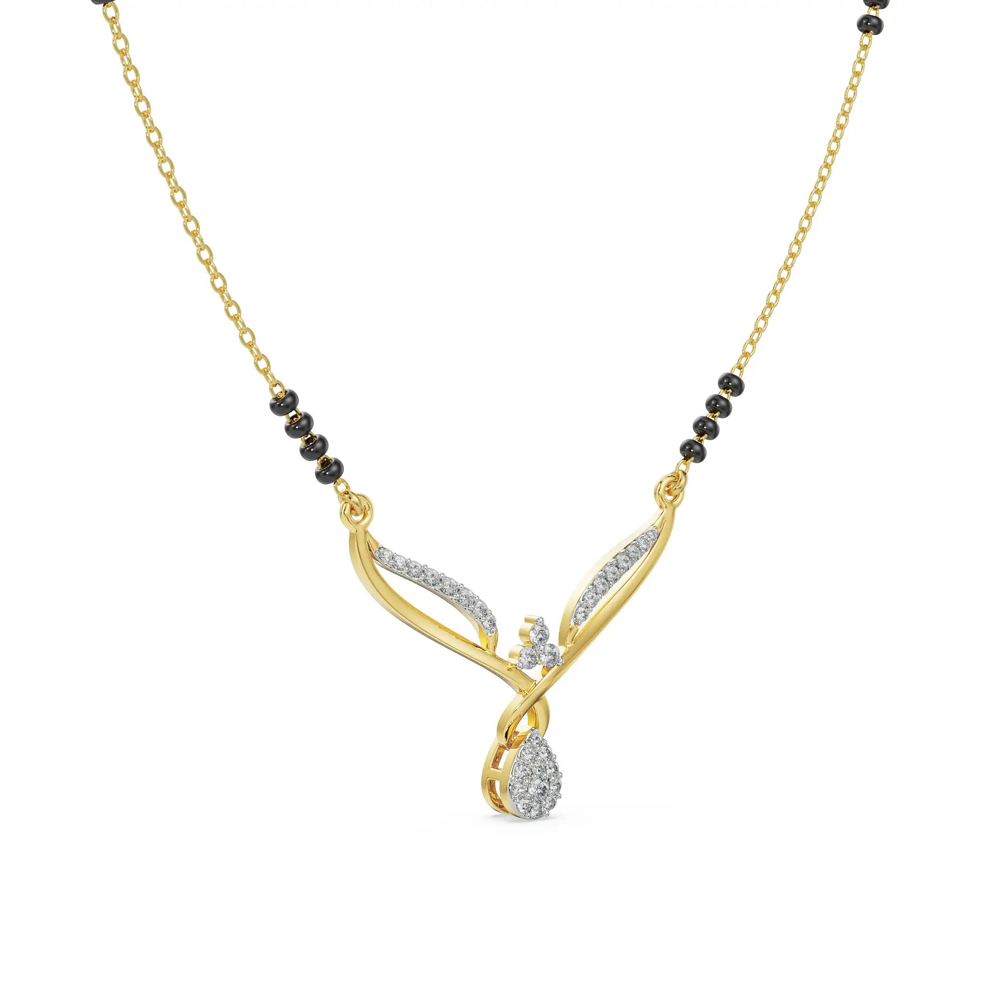 Twisted V Diamond Mangalsutra Side View