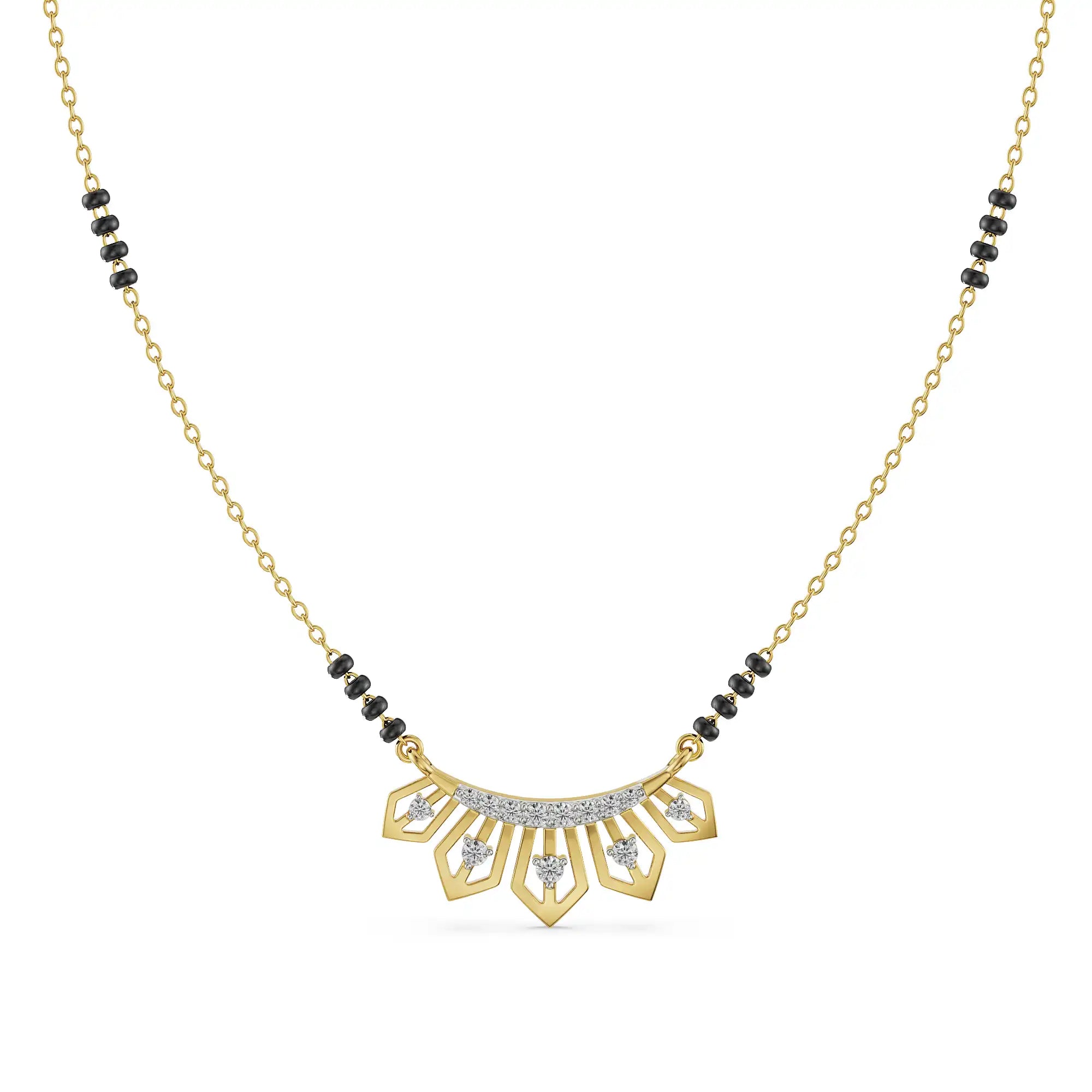 Jiya Diamond Mangalsutra Front View in 9KT