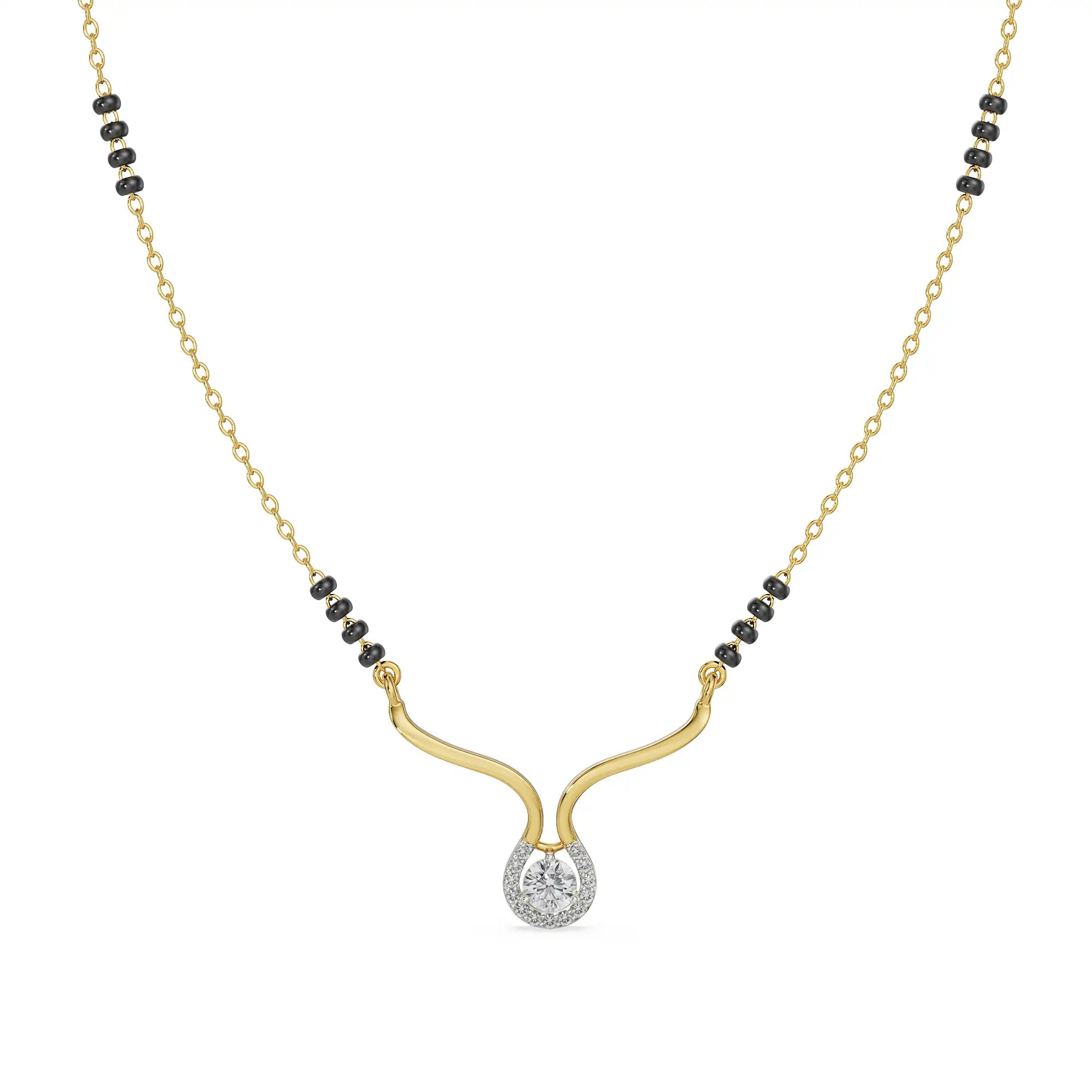 Keerat Diamond Mangalsutra Front View in 9KT