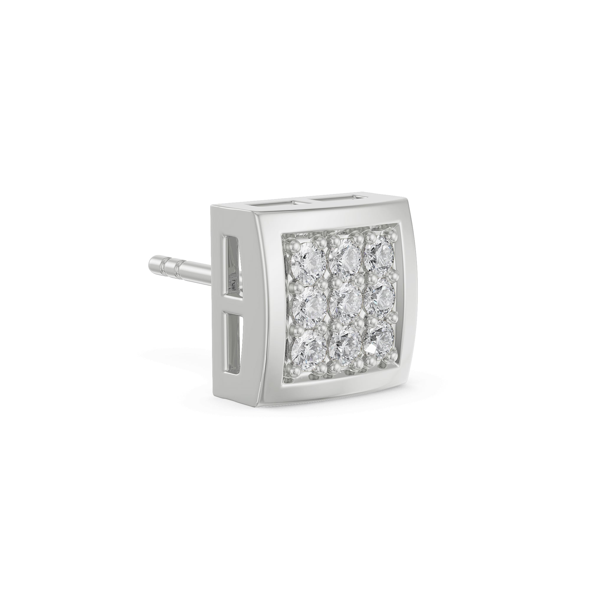 0.1 CT Round Solitaire Studs for Men Left View