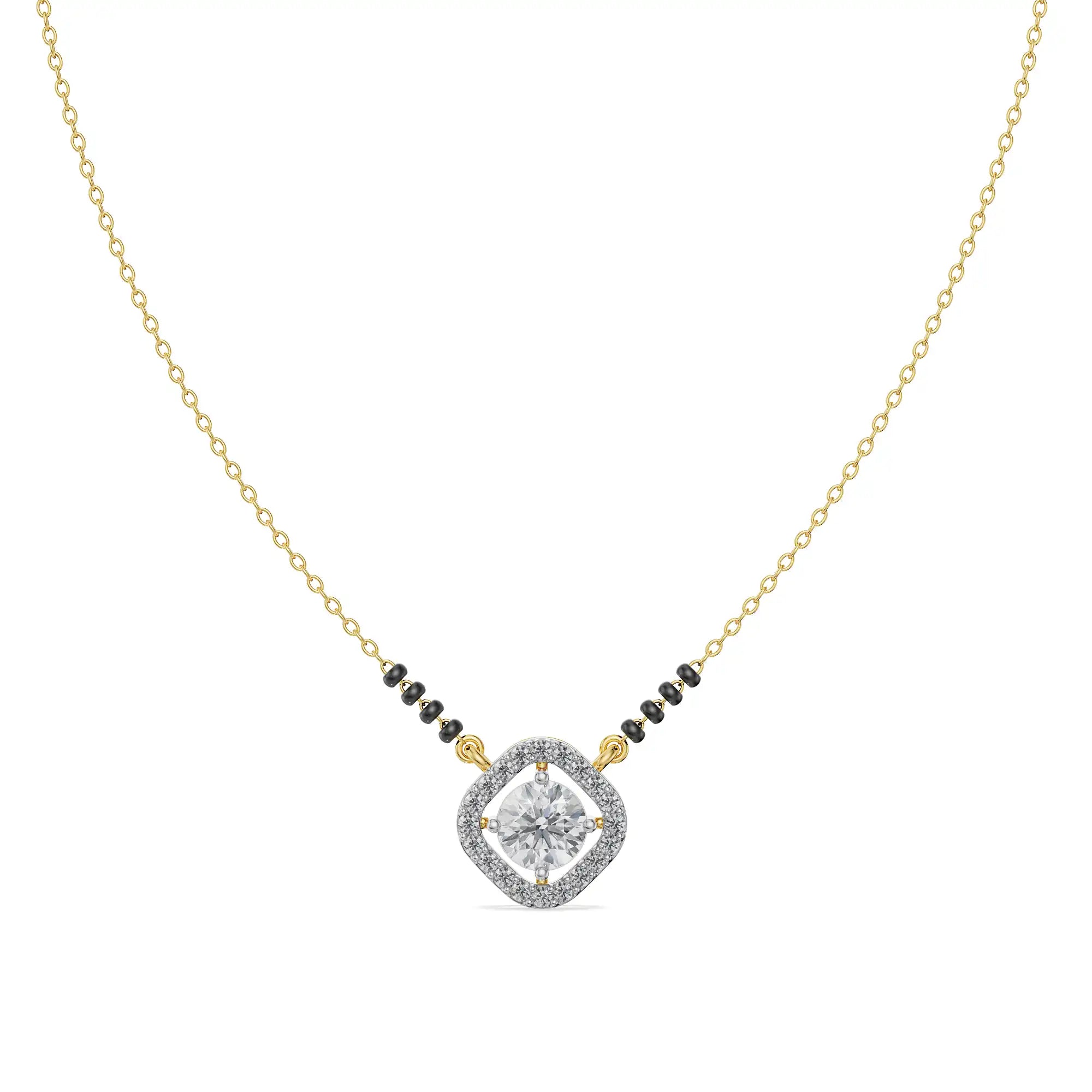 Nirvi Diamond Mangalsutra Front View in 9KT