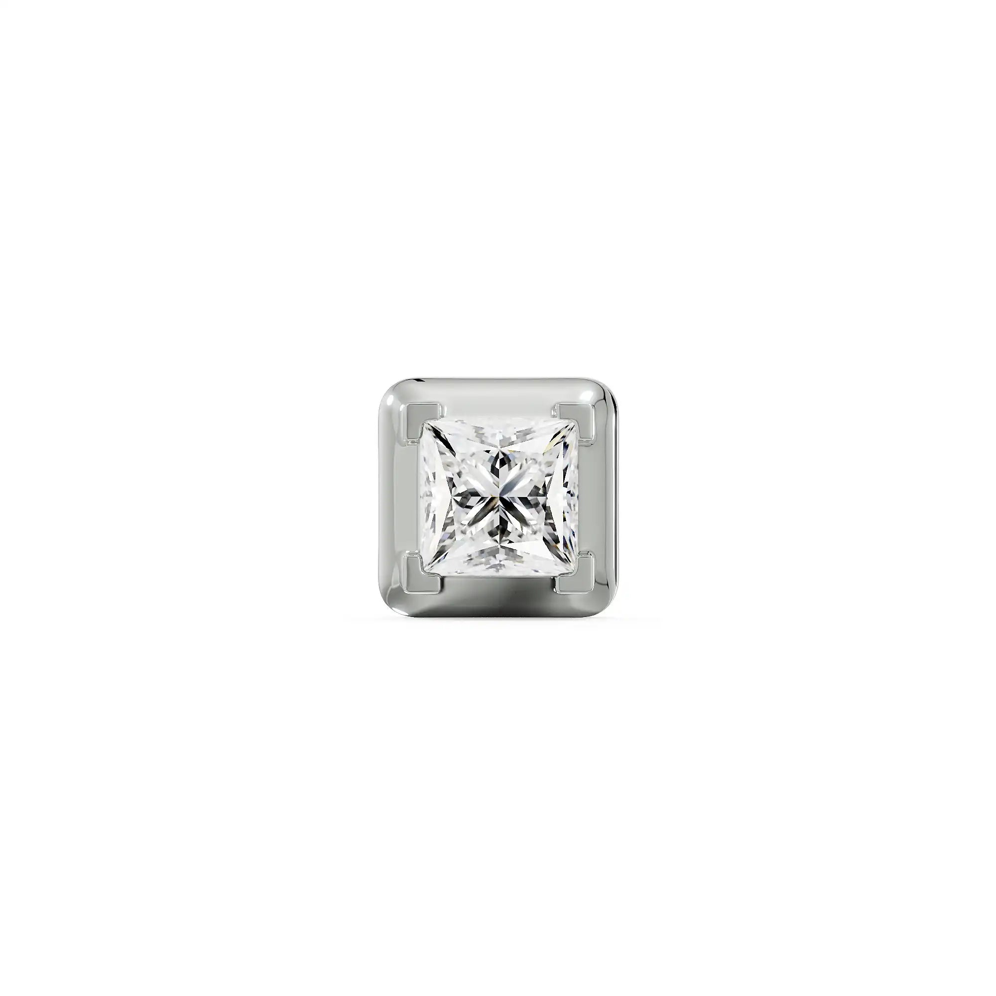 0.25 CT Princess Cut Men Stud Front View
