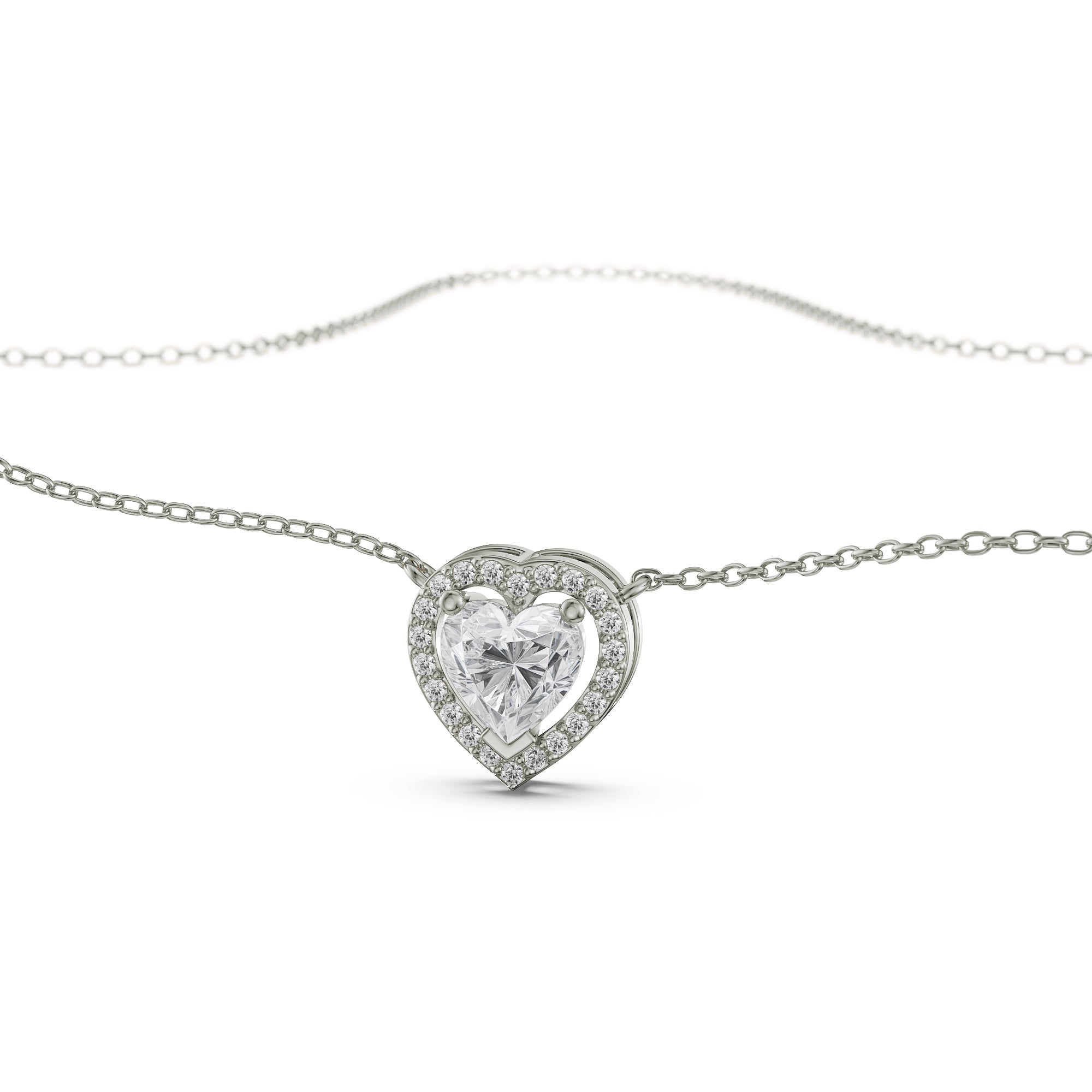 Solitaire Heart Diamond Necklace Prospective view
