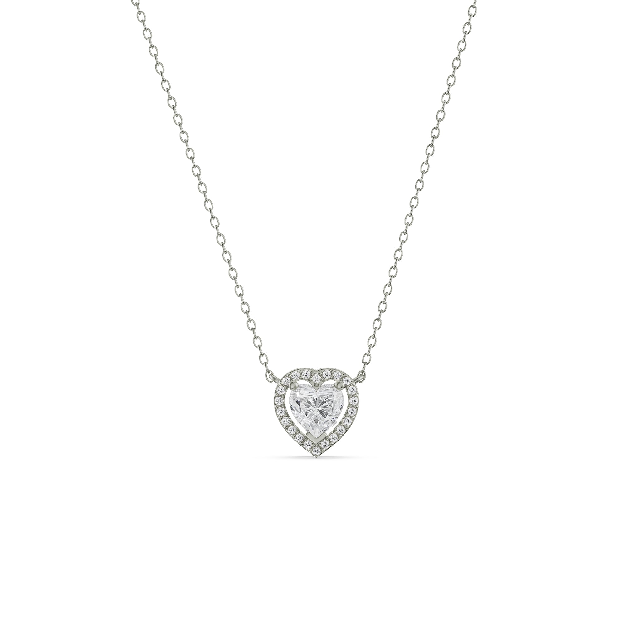 Solitaire Heart Diamond Necklace Front View