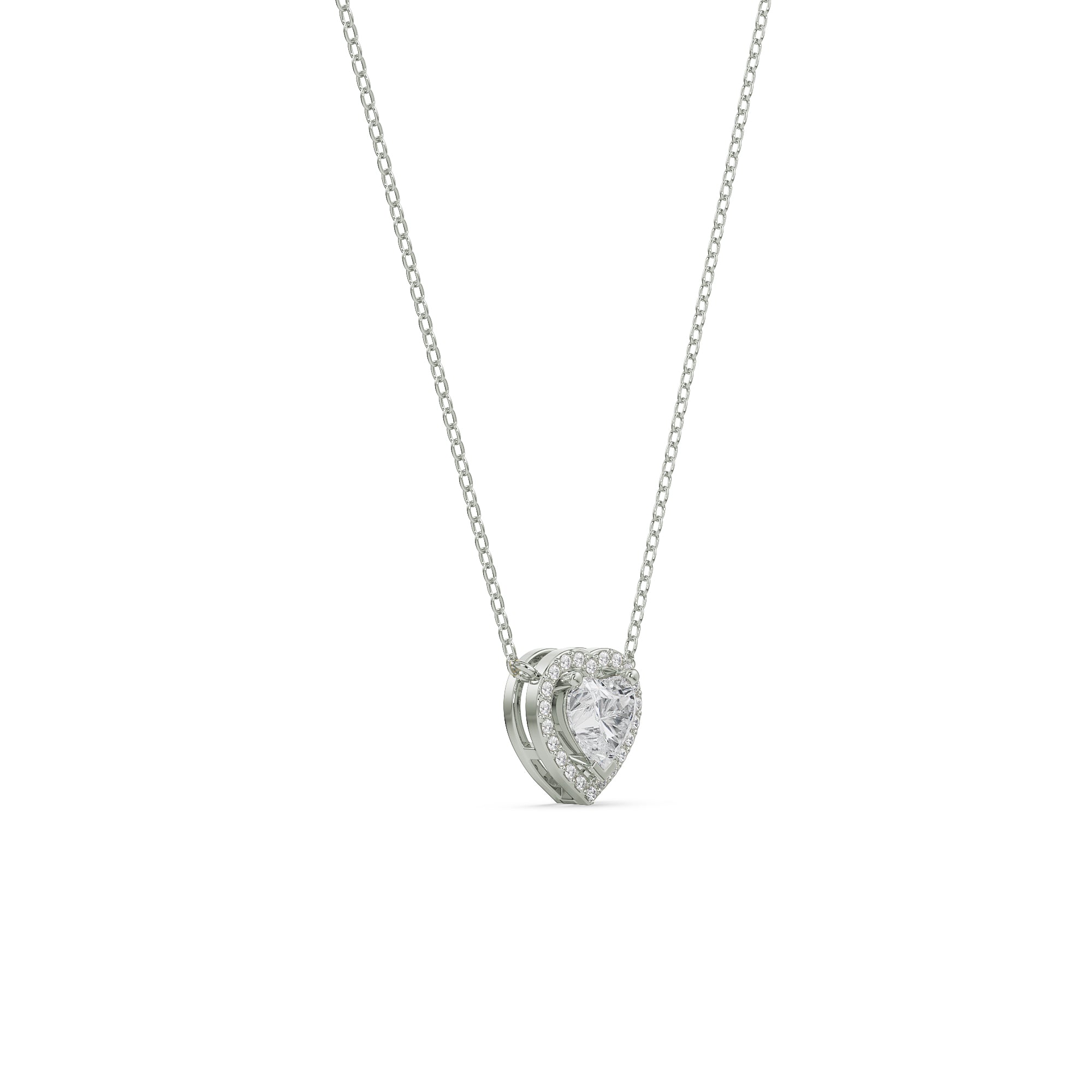 Solitaire Heart Diamond Necklace Side view