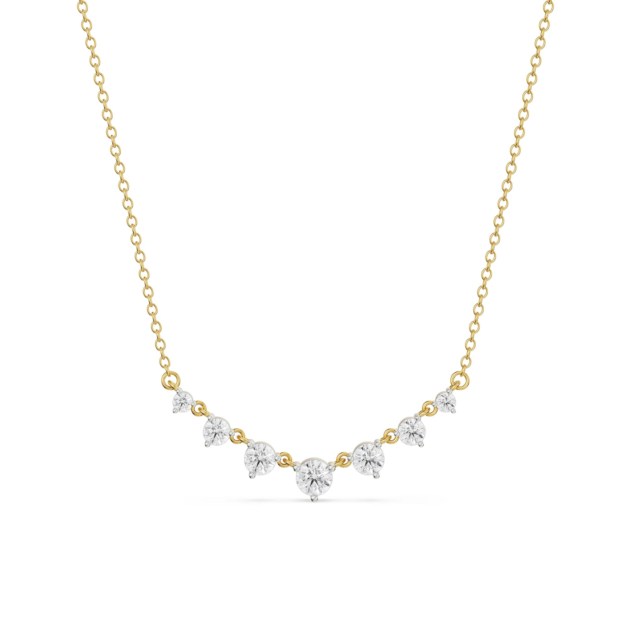 Minimalist Tennis Diamond Necklace Front View in 9KT