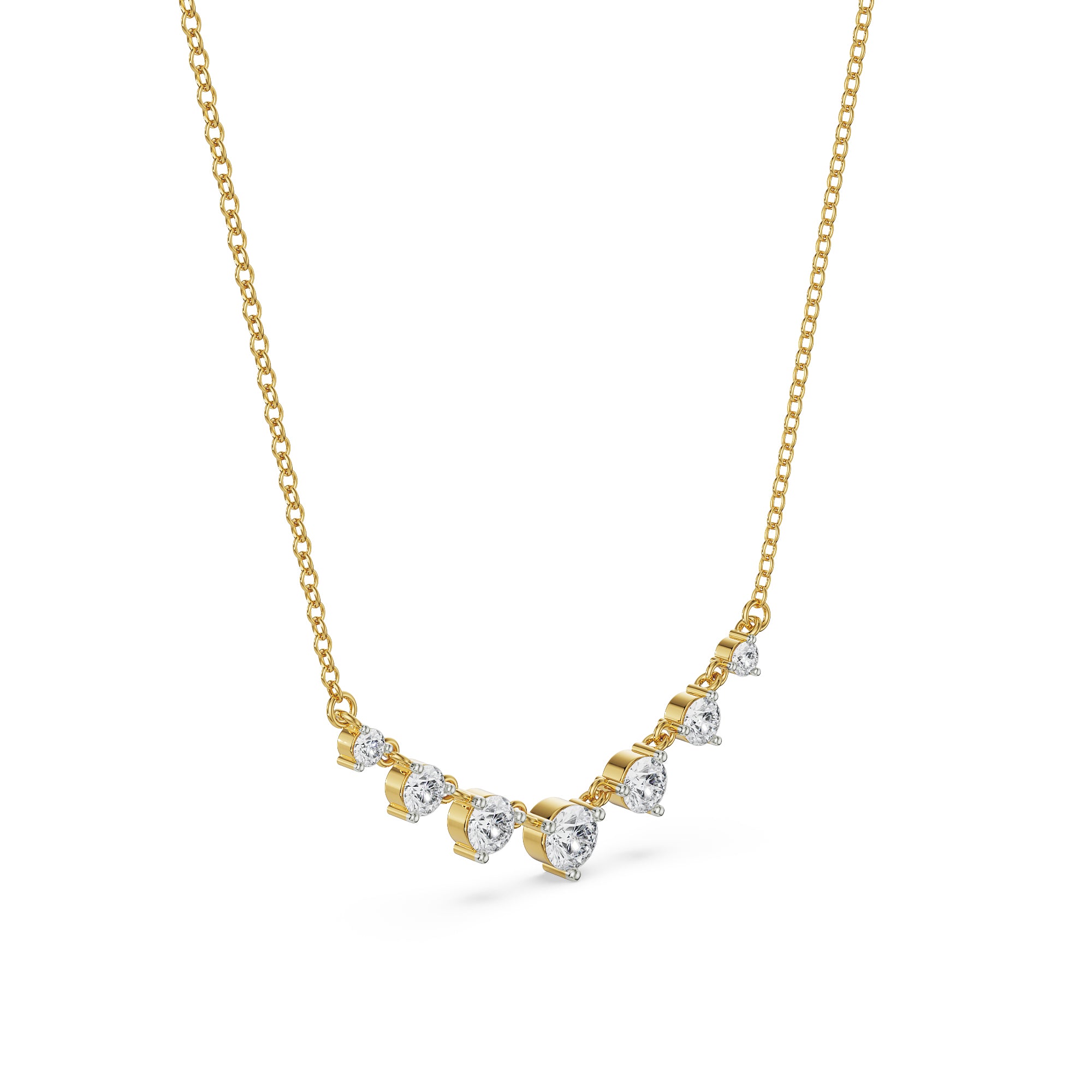 Minimalist Tennis Diamond Necklace Side View