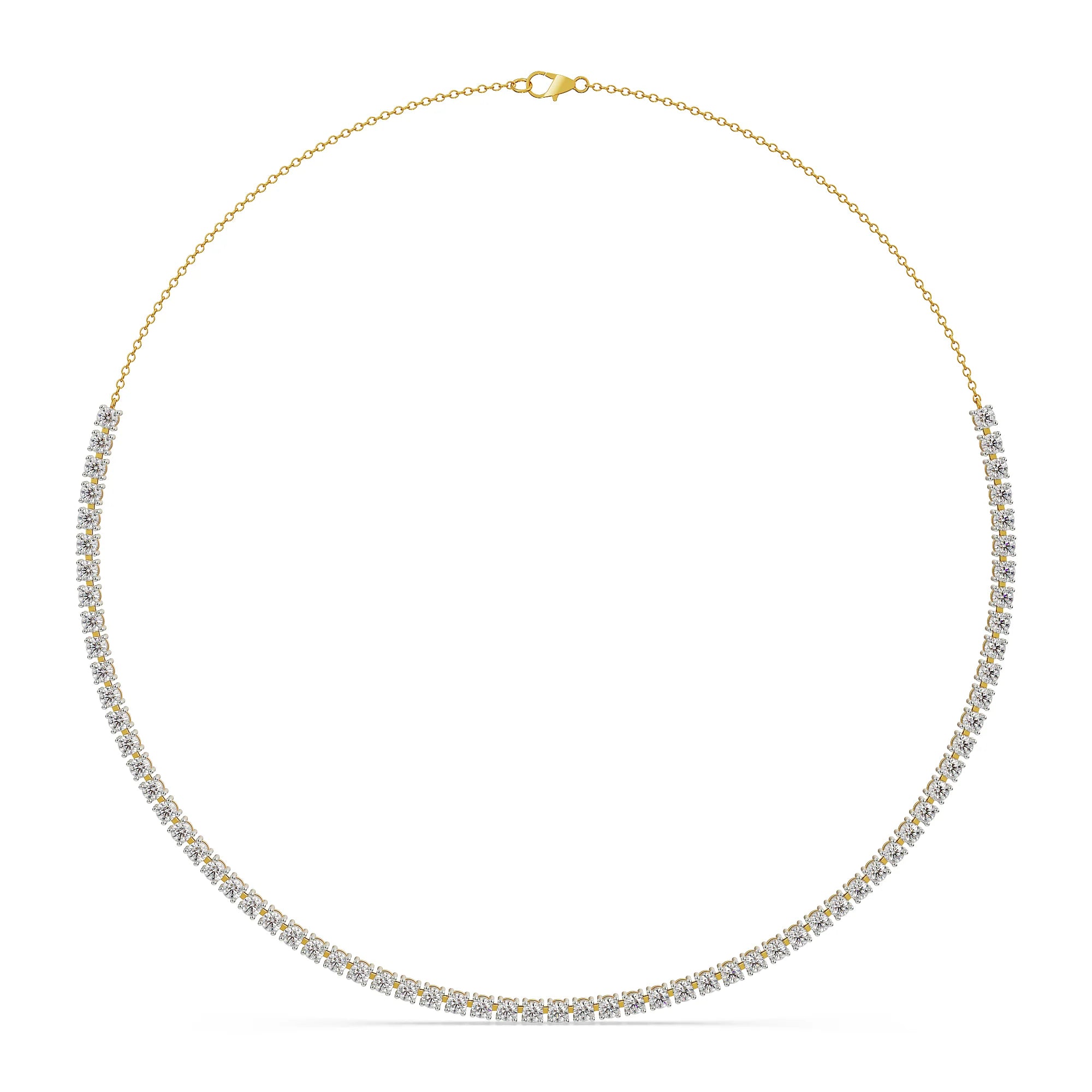 Sleek Diamond Chain Necklace Front View in 9KT