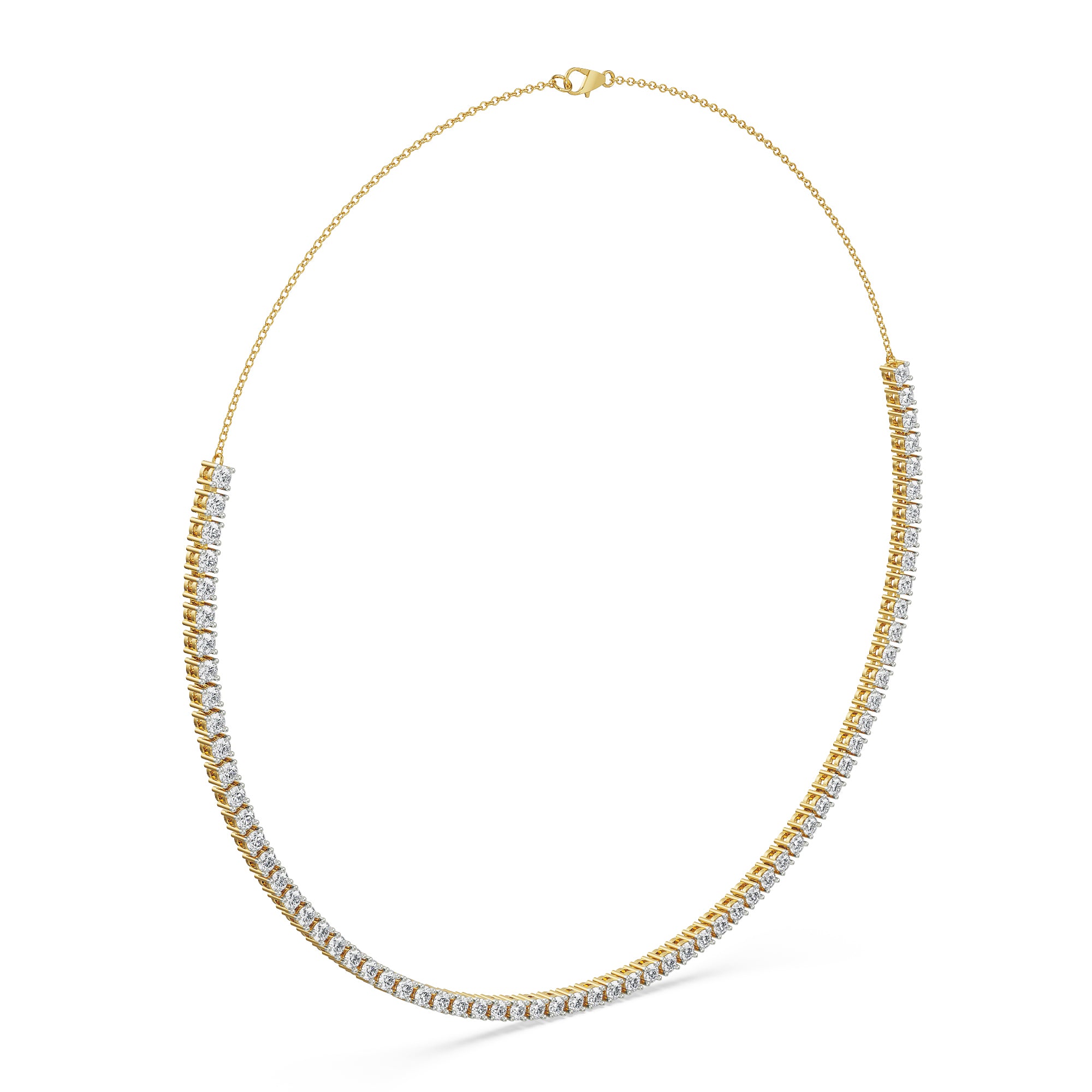 Sleek Diamond Chain Necklace Side View