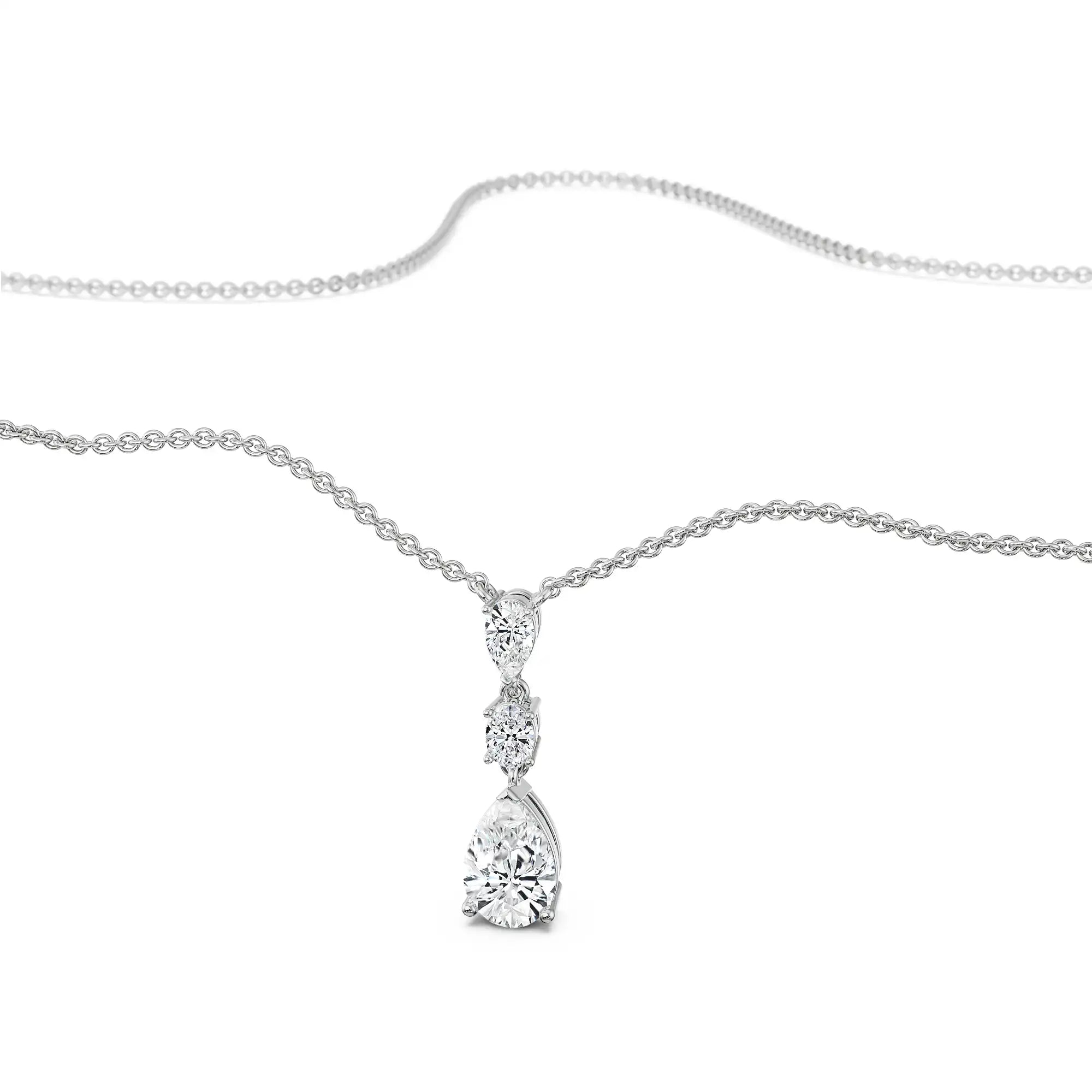 Pear Teardrop Lab Grown Diamond Necklace - side view
