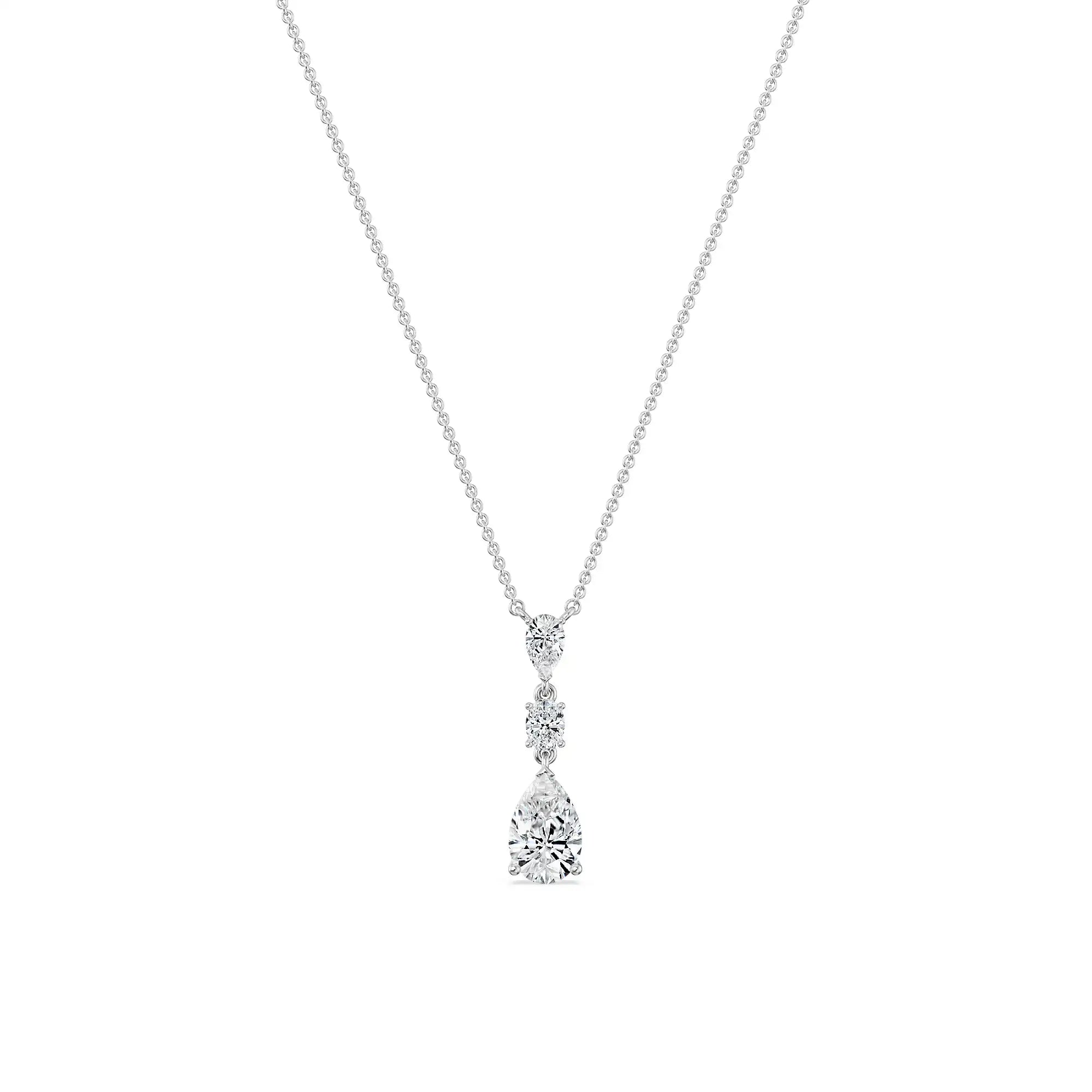 Pear Teardrop Lab Grown Diamond Necklace - front view