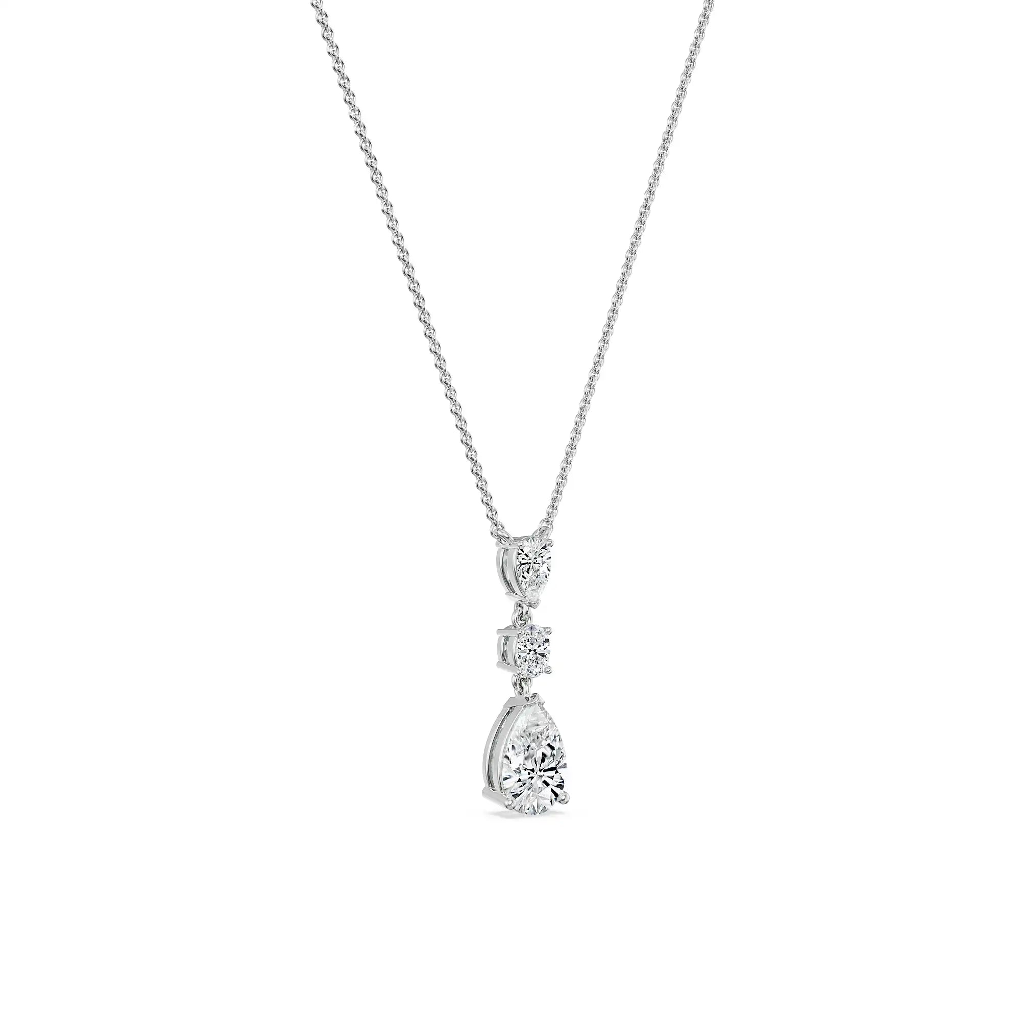 Pear Teardrop Lab Grown Diamond Necklace - perspective view