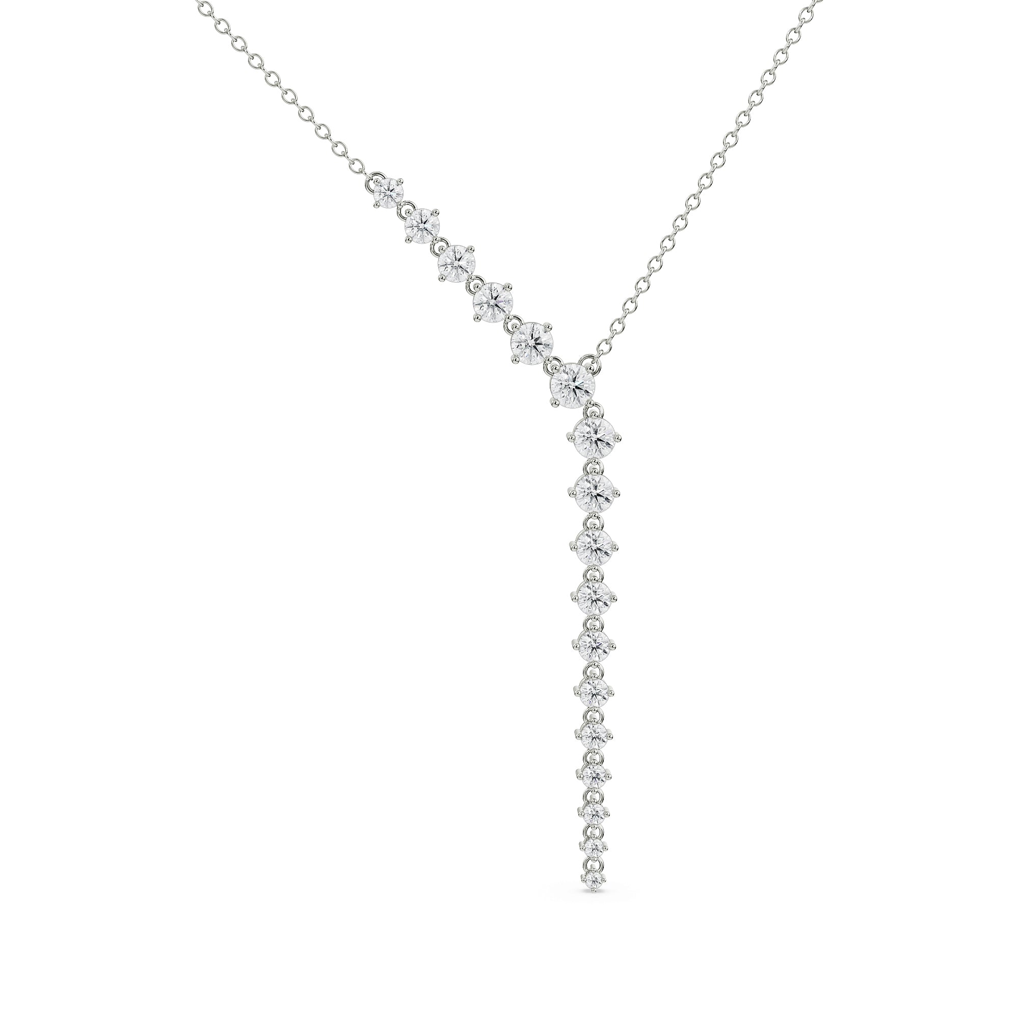 Sleek Diamond Chain Necklace Front view