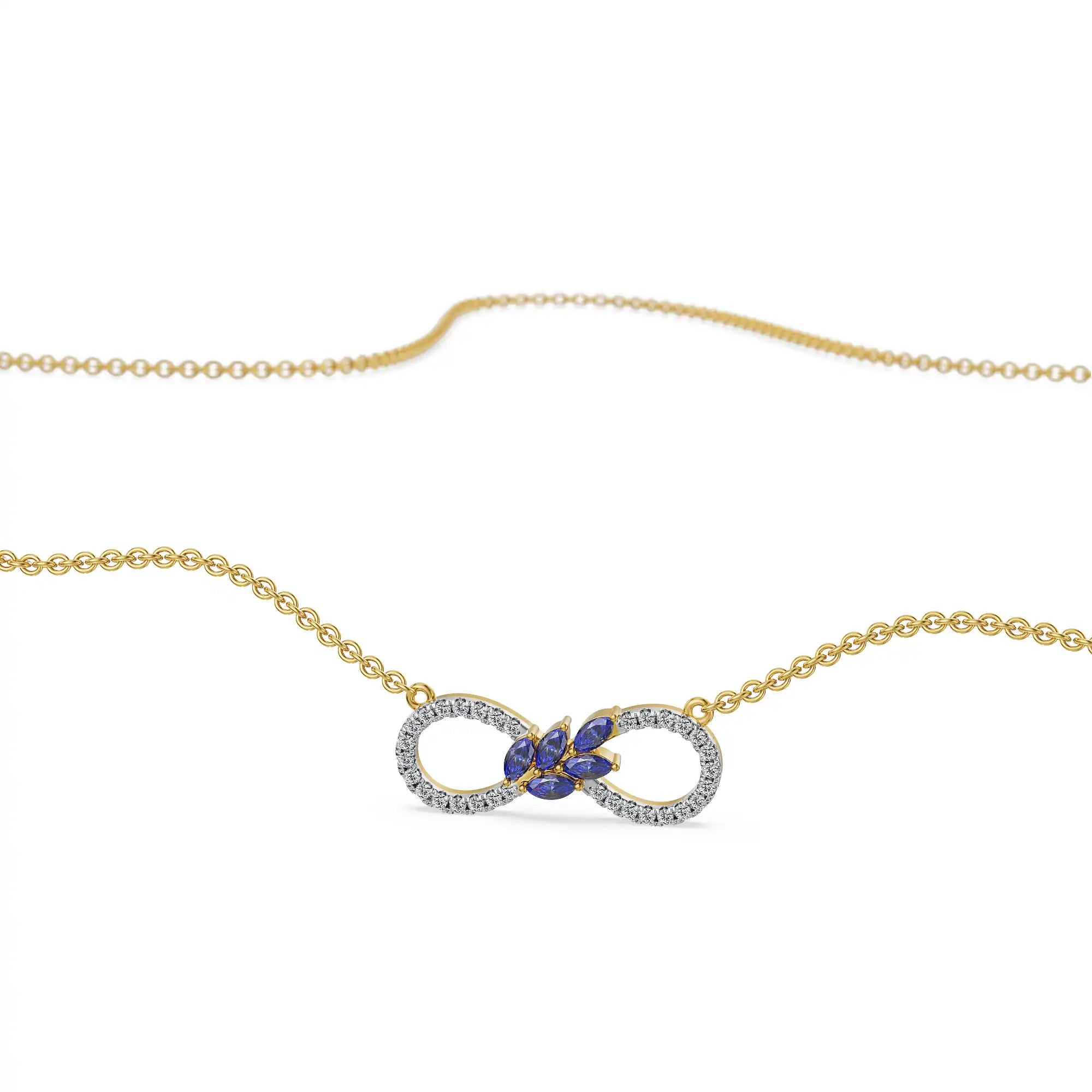 Infinity Blue Sapphire Lab Grown Diamond Necklace