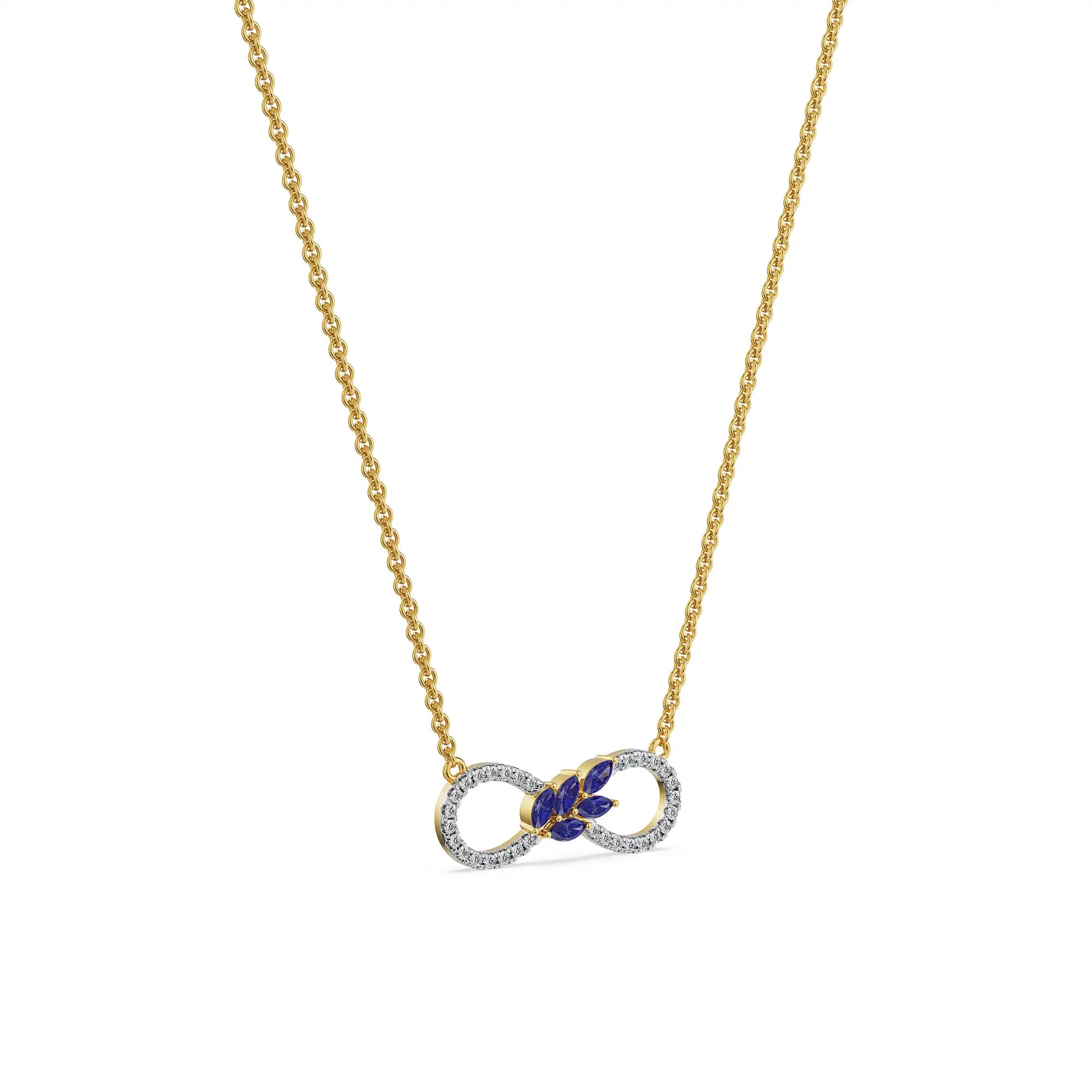 Infinity Blue Sapphire Lab Grown Diamond Necklace
