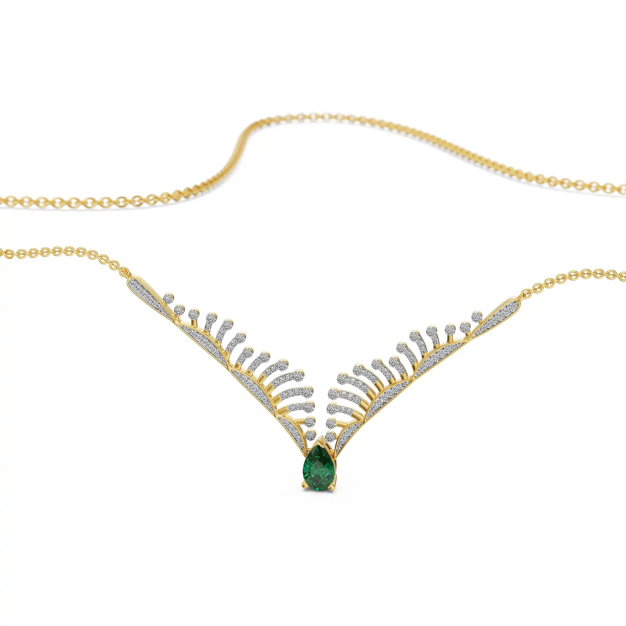 Emerald & Wings Lab Grown Diamond Necklace