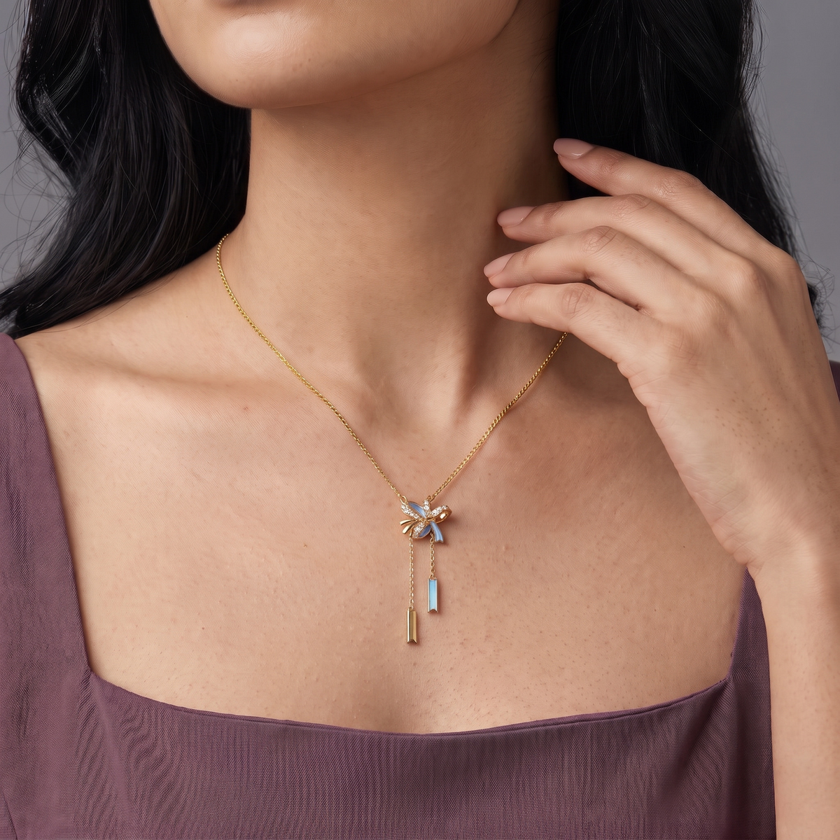 Twisted Bow Lab Grown Diamond Necklace