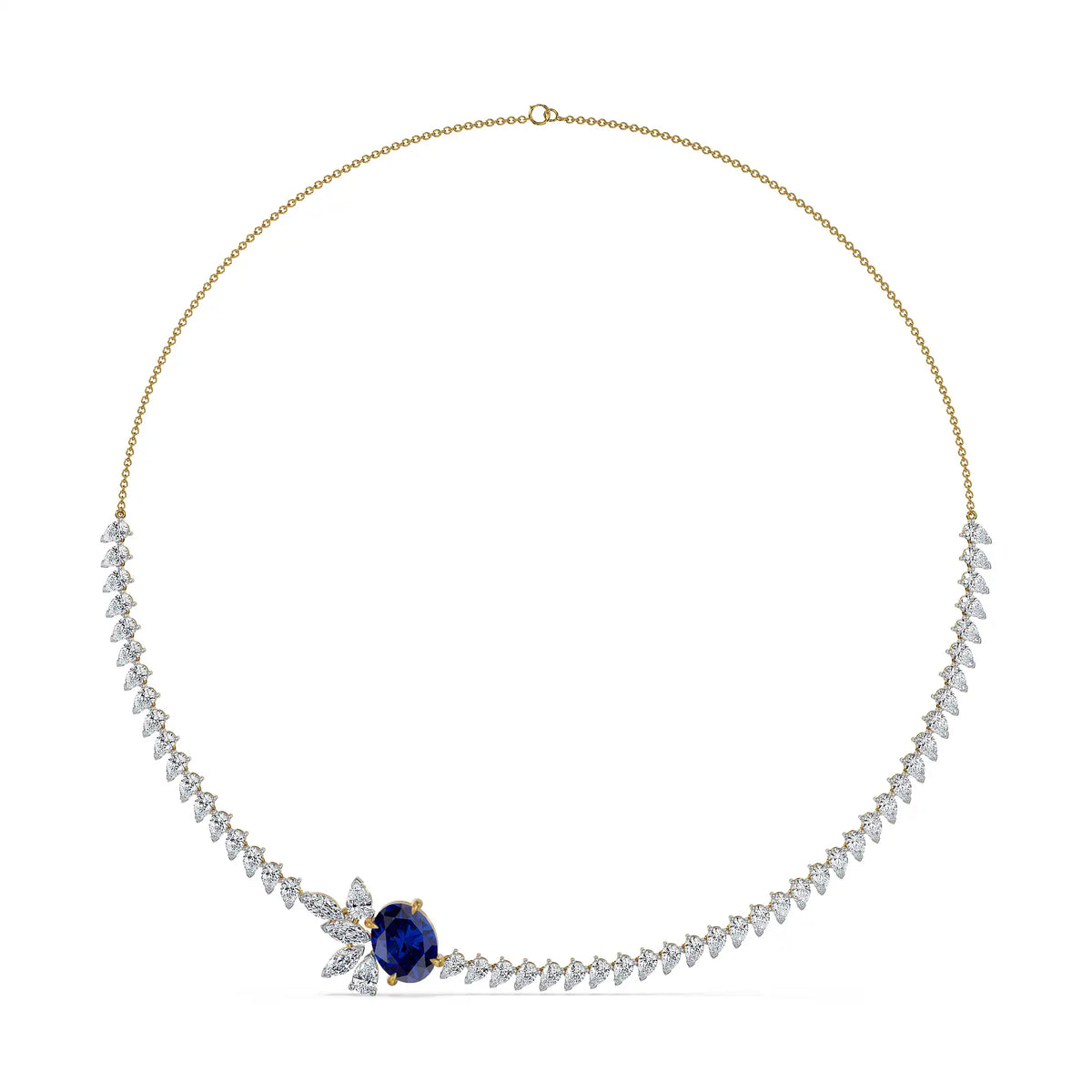 Sapphire Curve Lab Grown Diamond Necklace