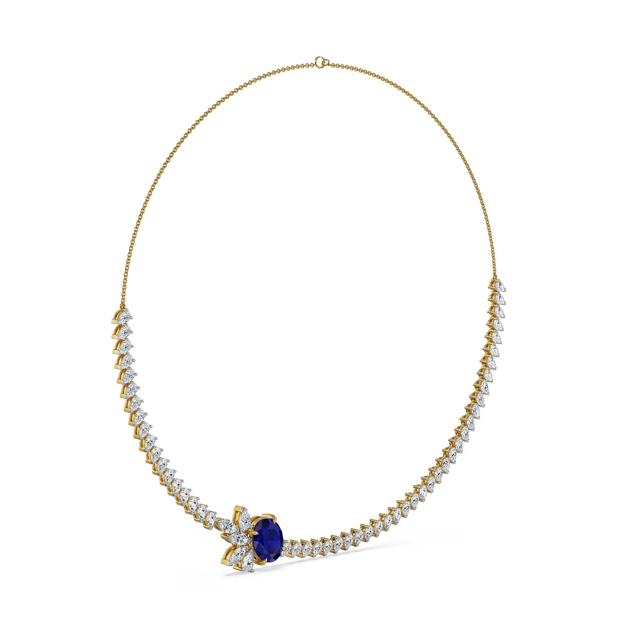 Sapphire Curve Lab Grown Diamond Necklace
