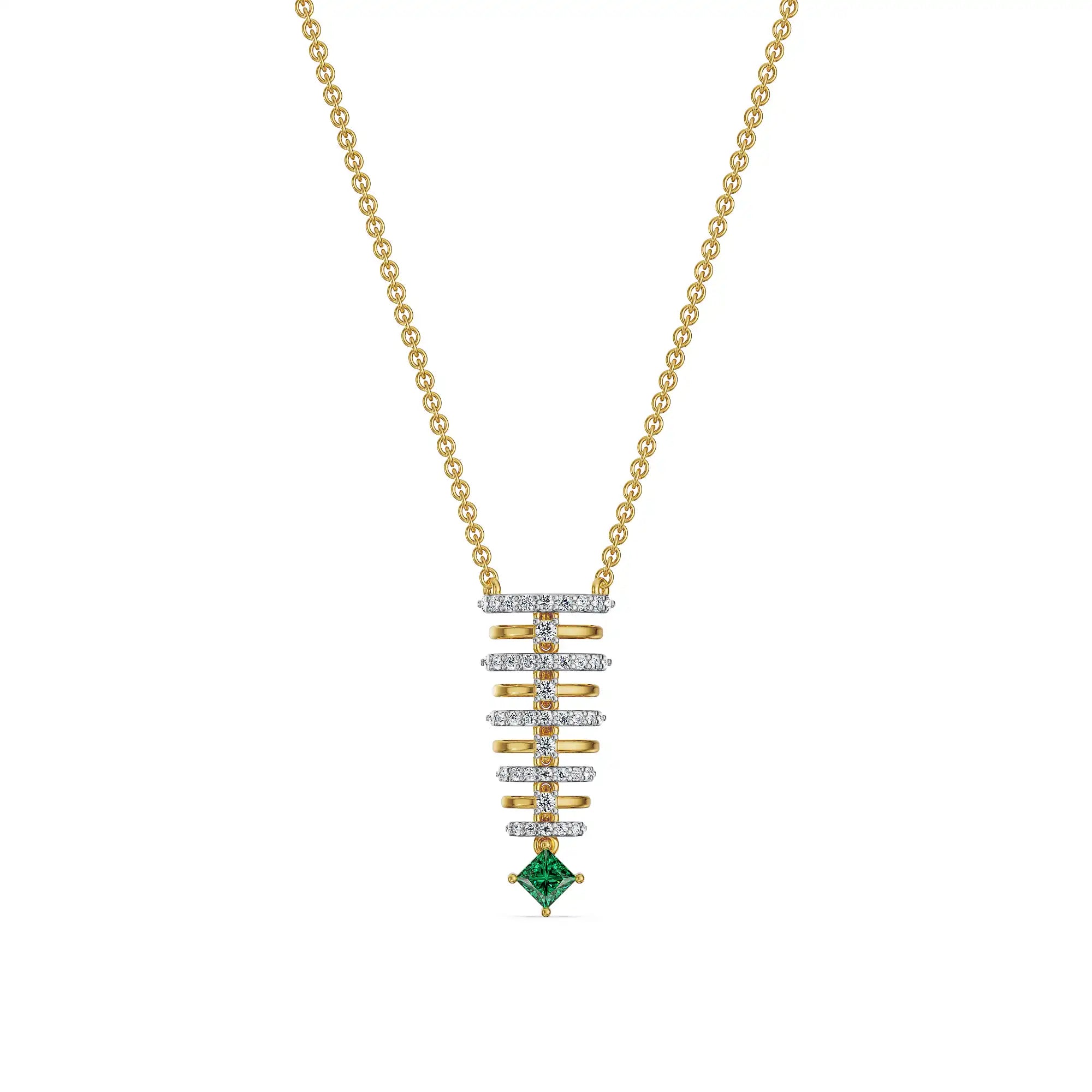 Emerald Rhythm Lab Grown Diamond Necklace