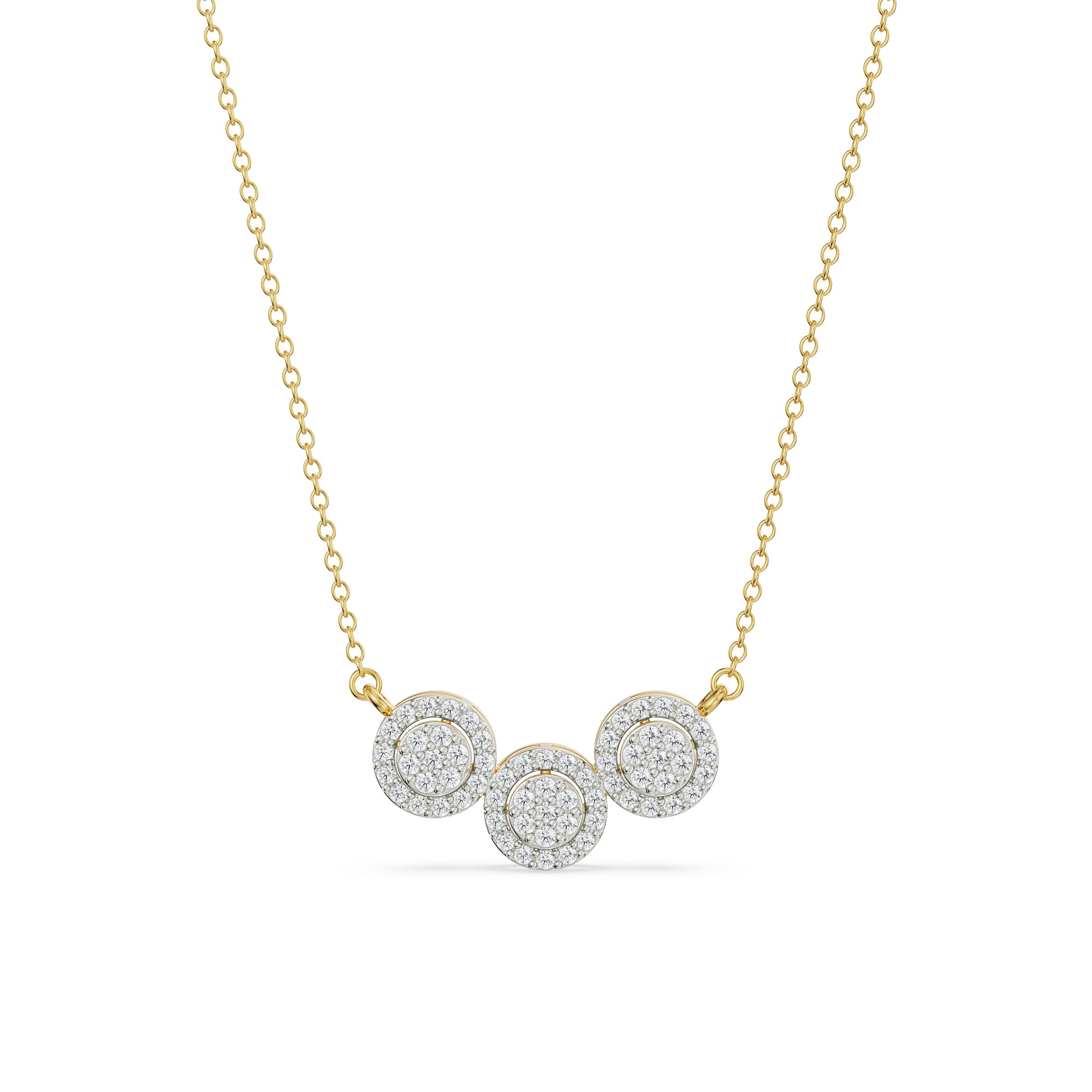 Halo Round Trio Diamond Necklace Front View