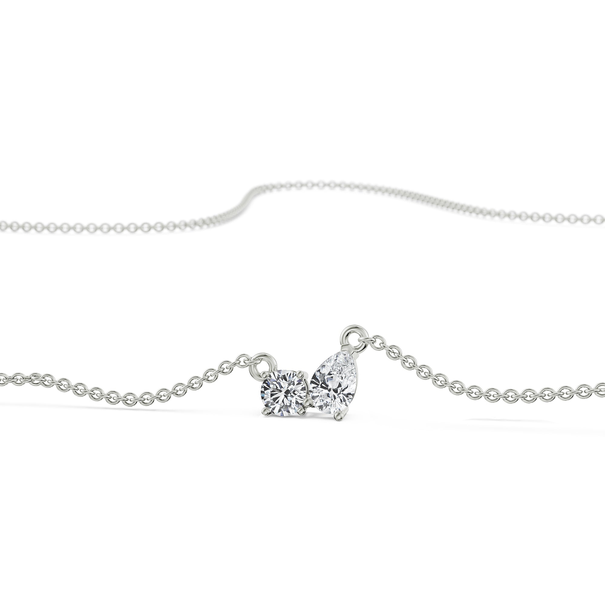 Duo Diamond Solitaire Necklace Fornt View