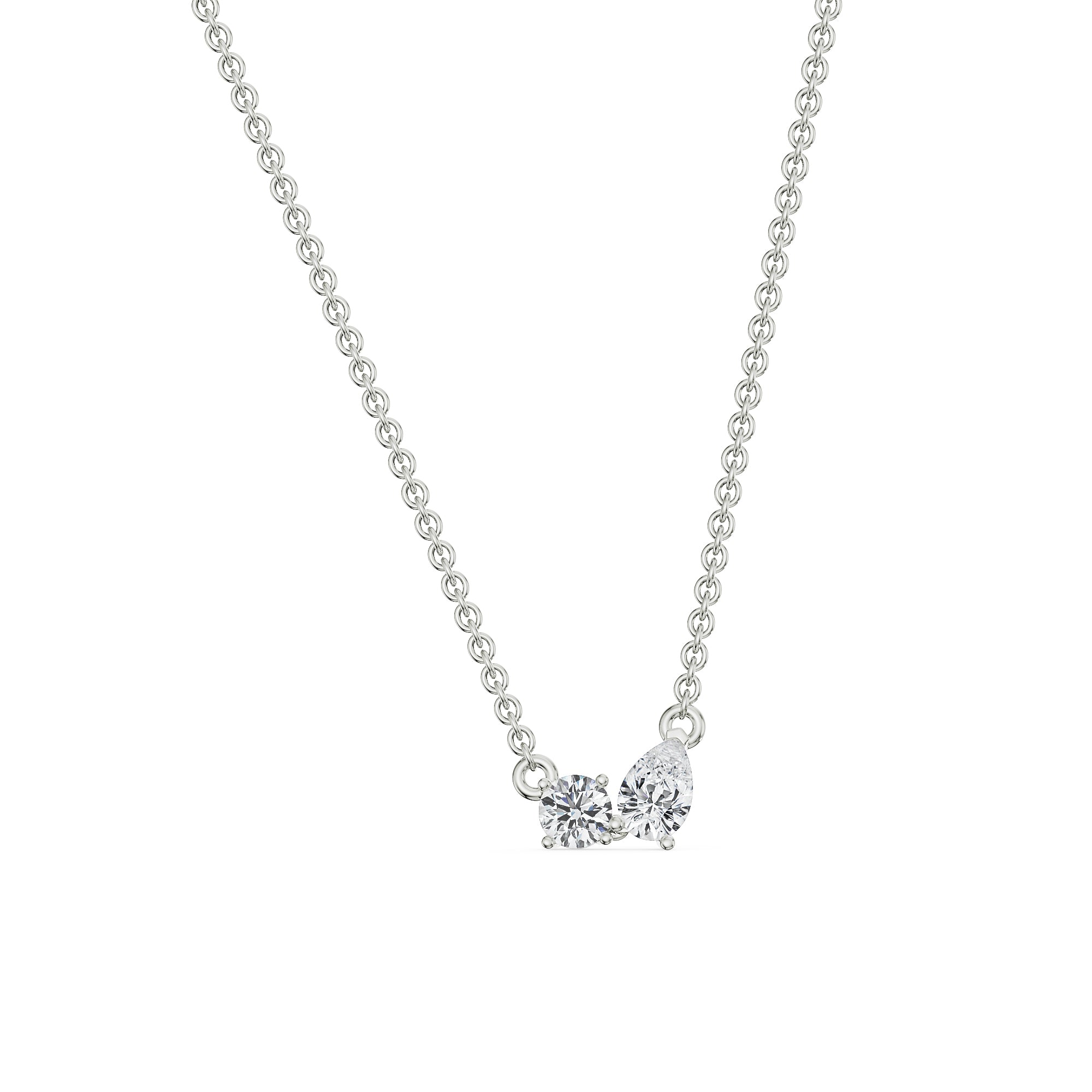 Duo Diamond Solitaire Necklace Right View