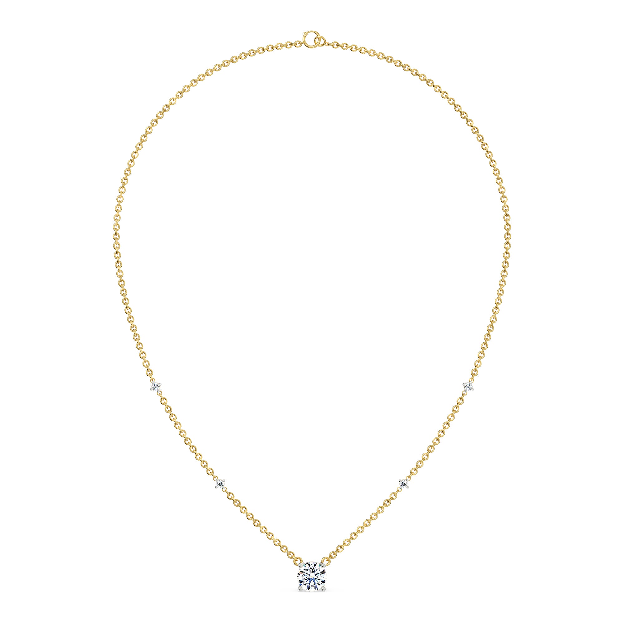 0.5 CT Solitaire Diamond Necklace Front View