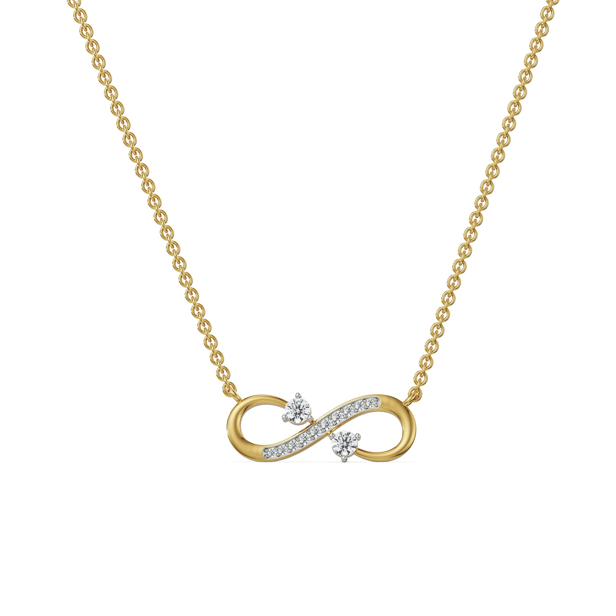 Infinity Diamond Necklace Right View in 9KT