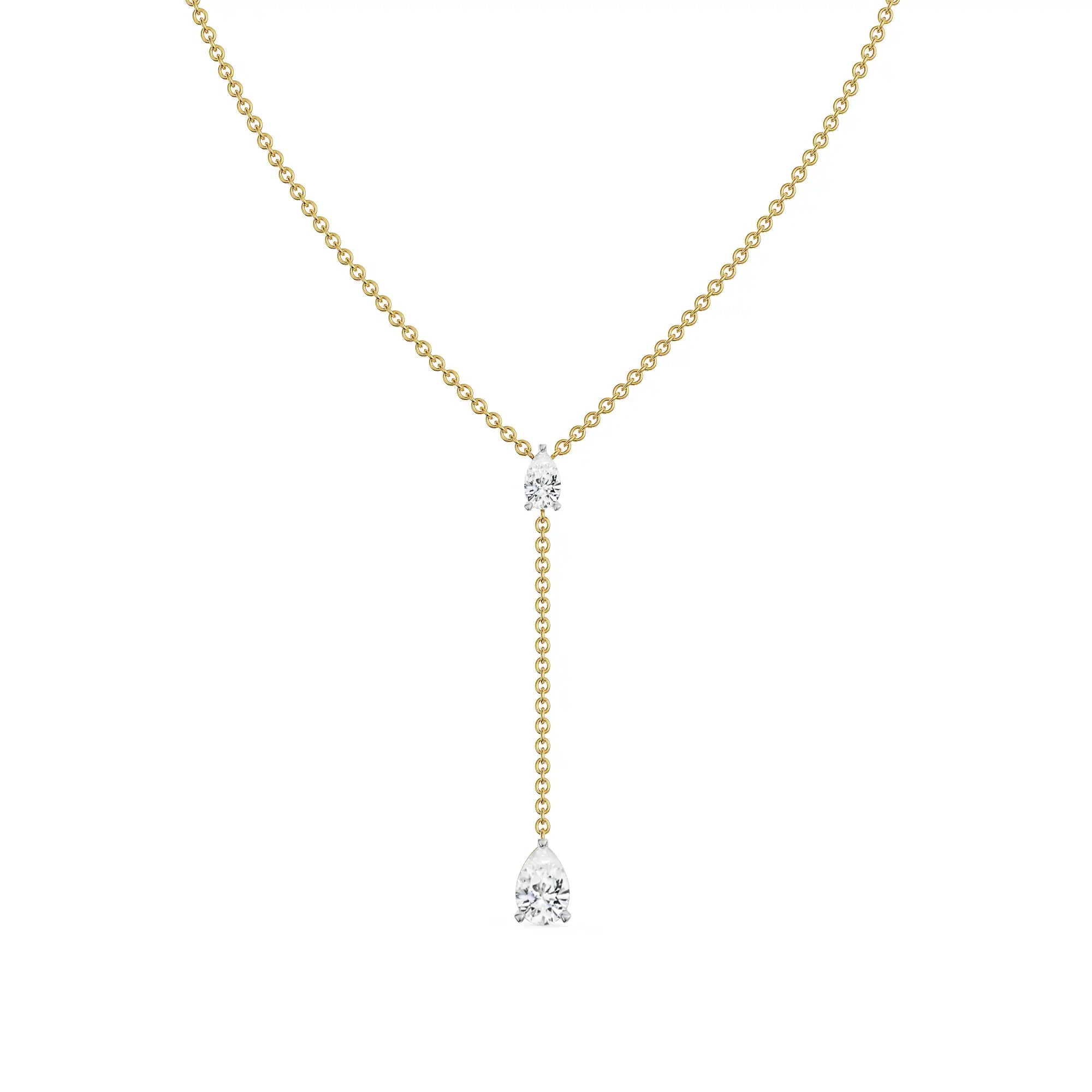 Pear Drop Diamond Necklace right view in 9KT