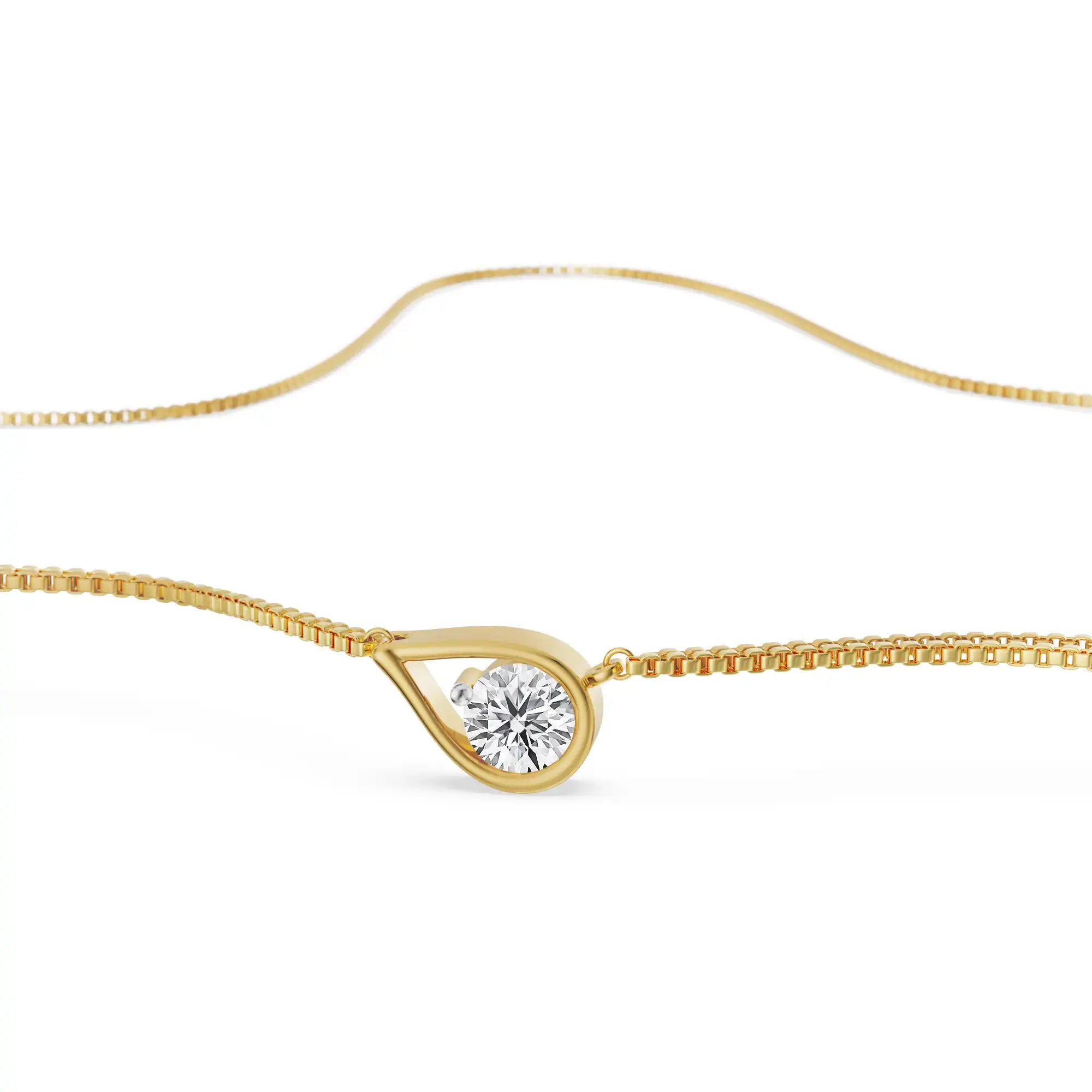 Tilted Lab Diamond Solitaire Pendant - Front view in 9KT