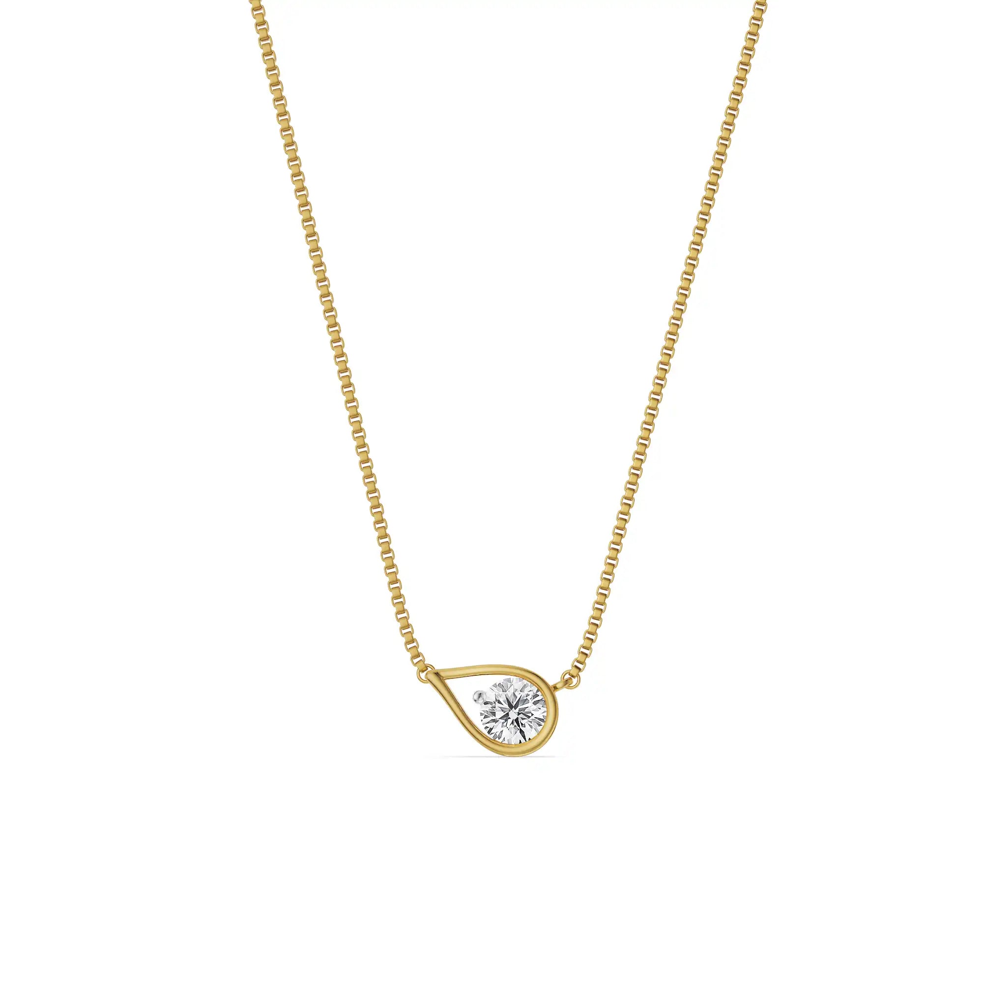 Tilted Lab Diamond Solitaire Pendant- Prospective view