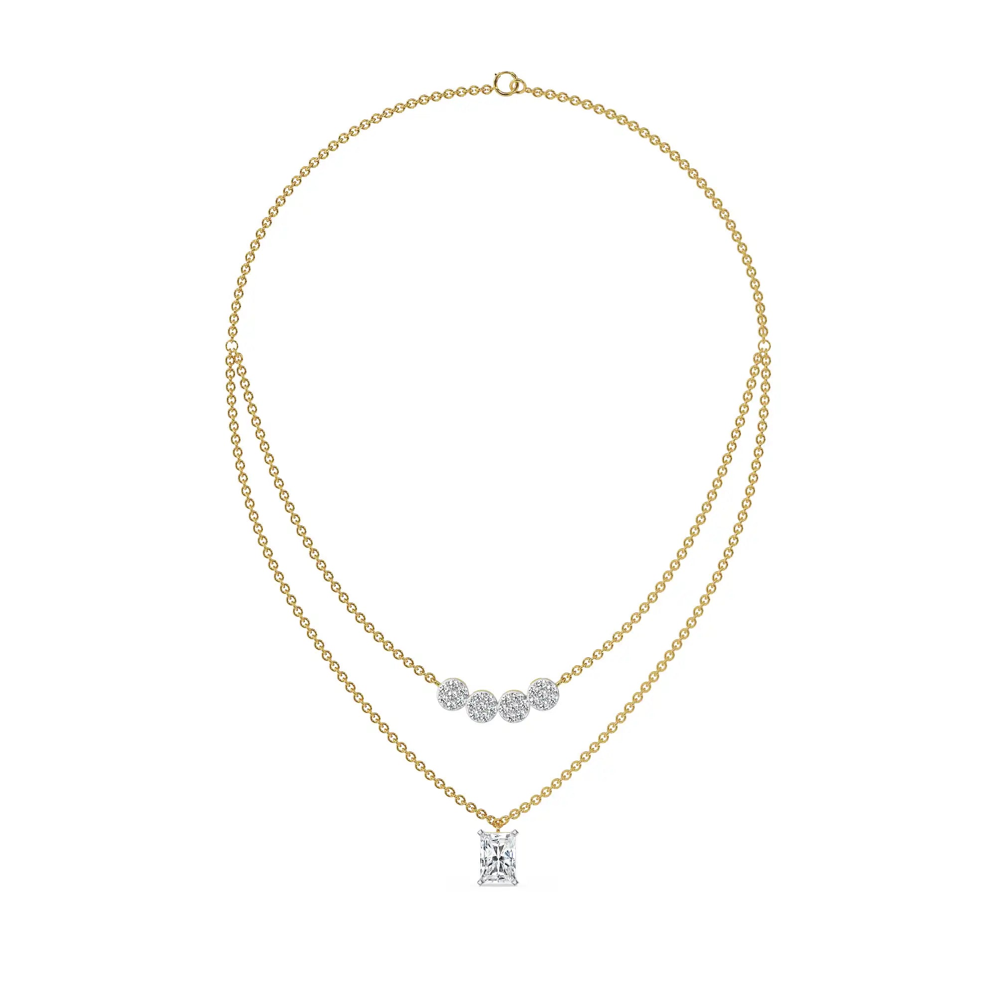 Tina Layered Lab Grown Diamond Necklace - Front view in 9KT