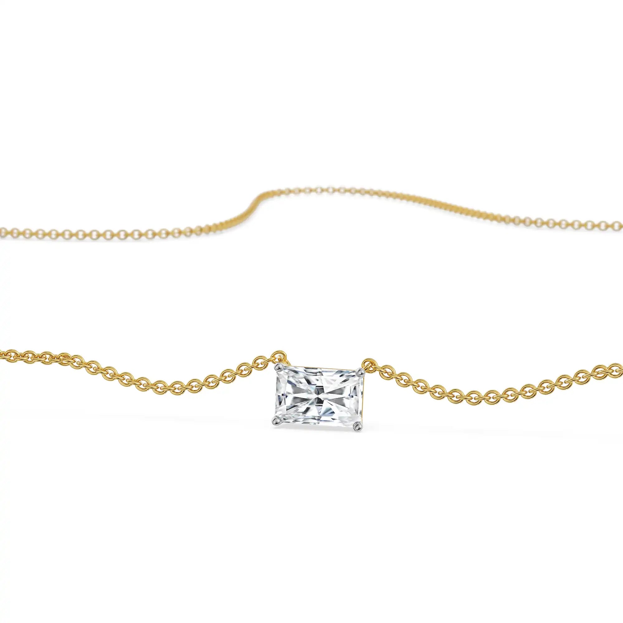 1 CT Radiant Lab Grown Diamond Necklace - Prospective view