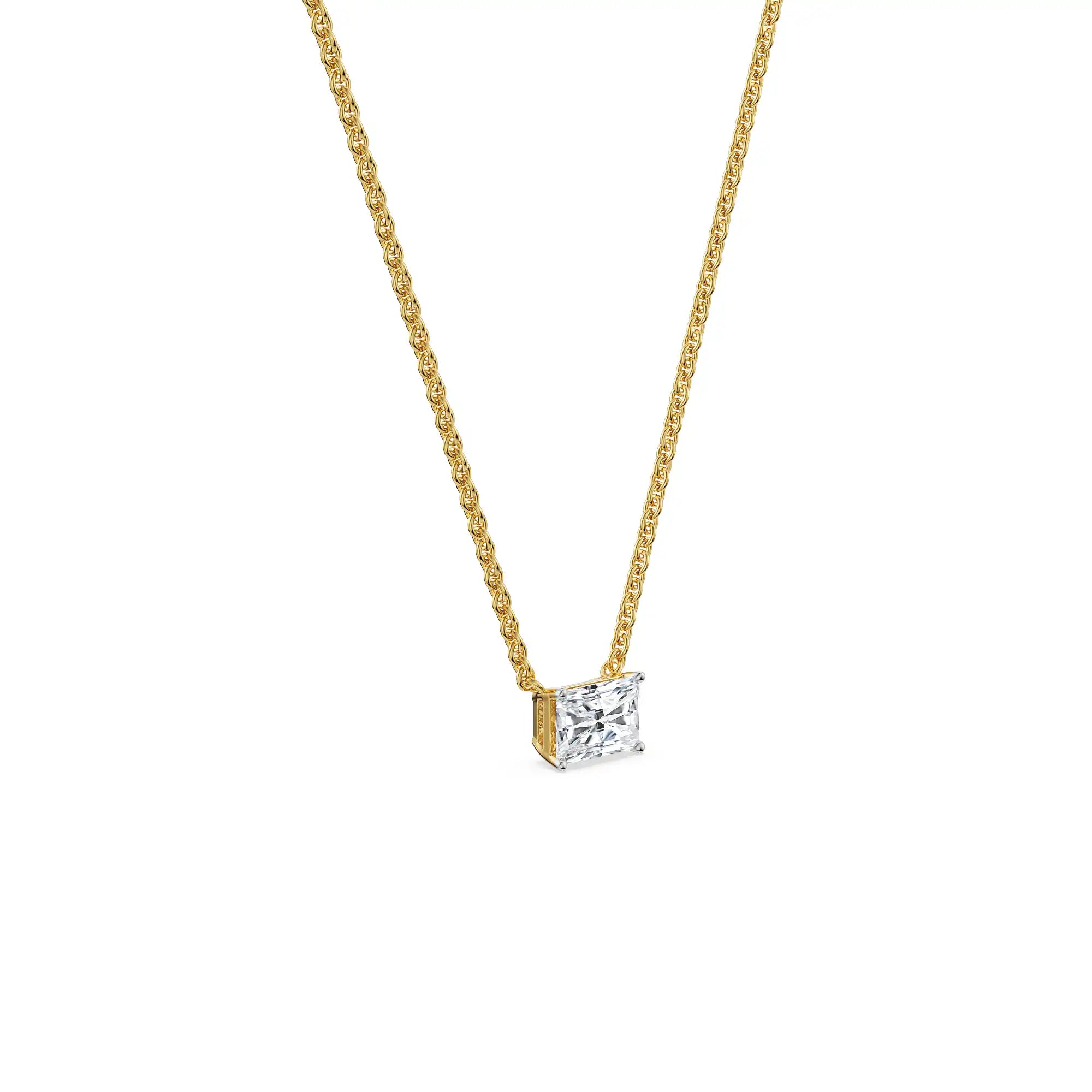 1 CT Radiant Lab Grown Diamond Necklace - Side view
