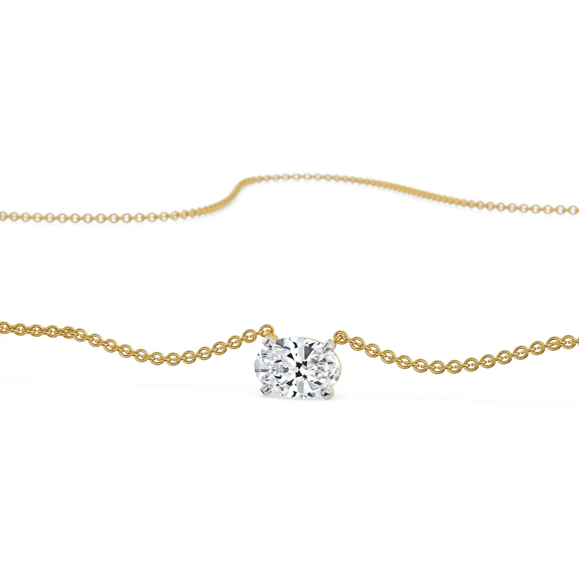 Buy CT Oval Lab Grown Diamond Necklace Online At Emori