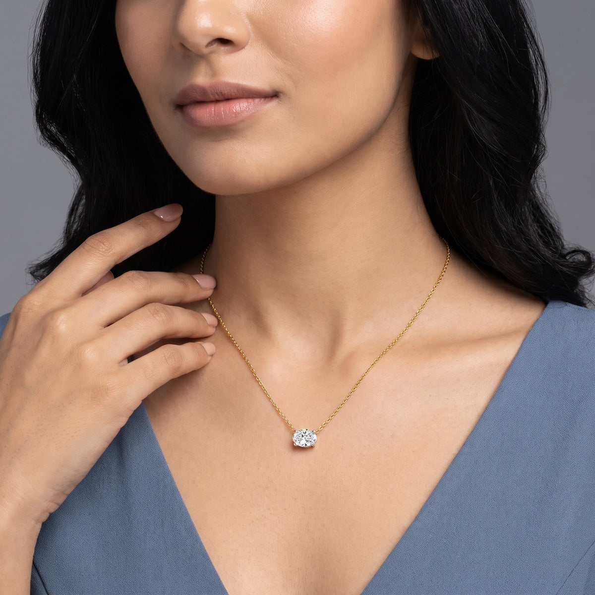 1 CT Oval Lab Grown Diamond Necklace
