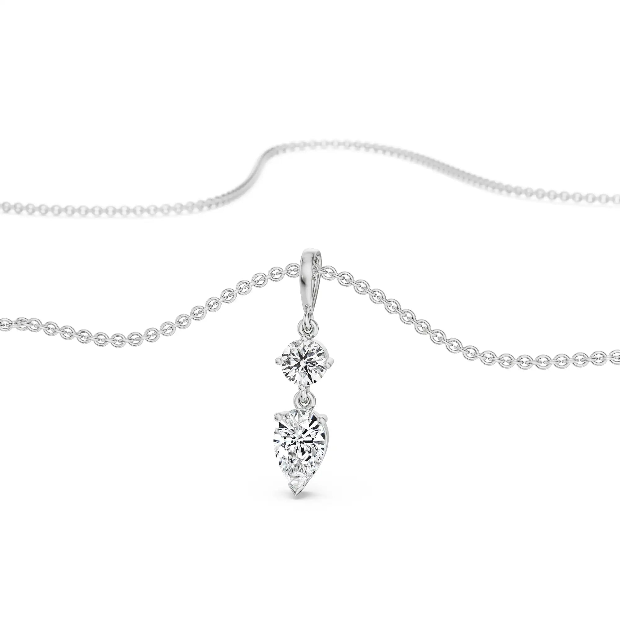 Kaya 2 Stone Lab Grown Diamond Solitaire Necklace - Front view in 9KT