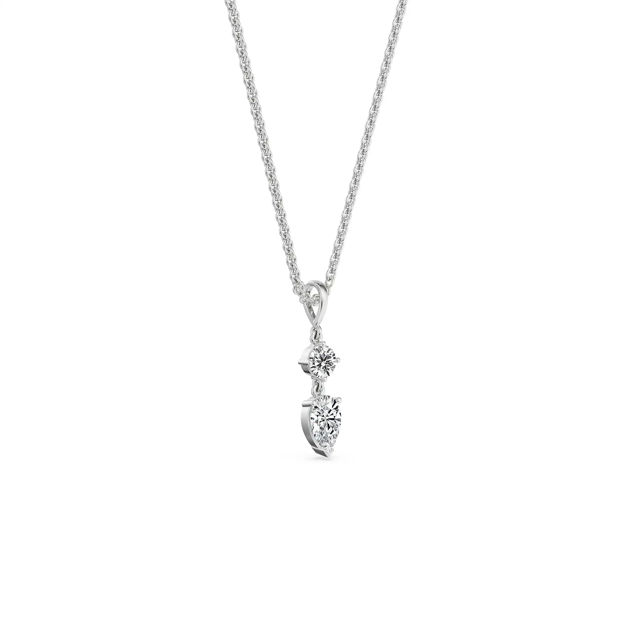 Kaya 2 Stone Lab Grown Diamond Solitaire Necklace - Side view