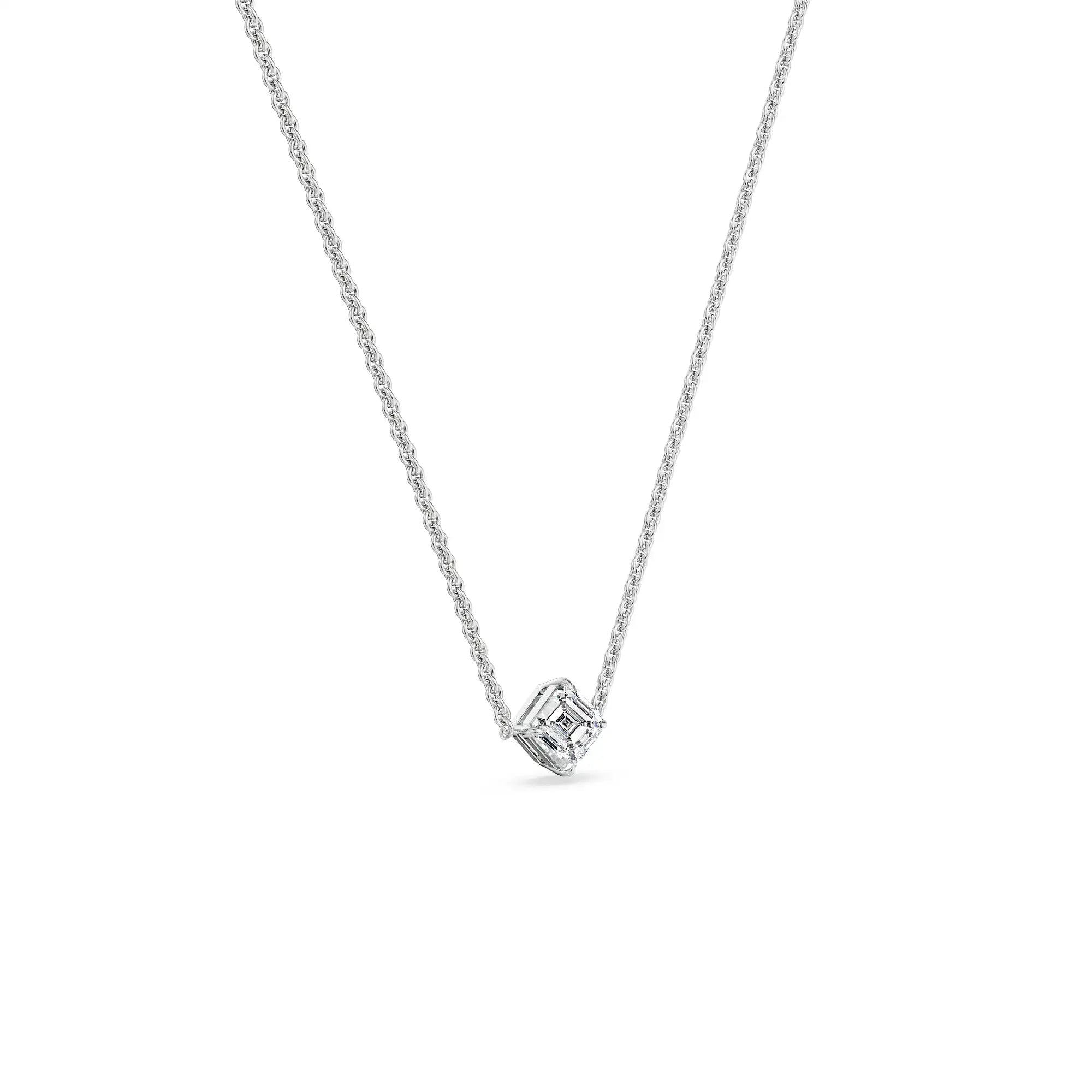 1 CT Asscher Lab Grown Diamond Necklace - Side view
