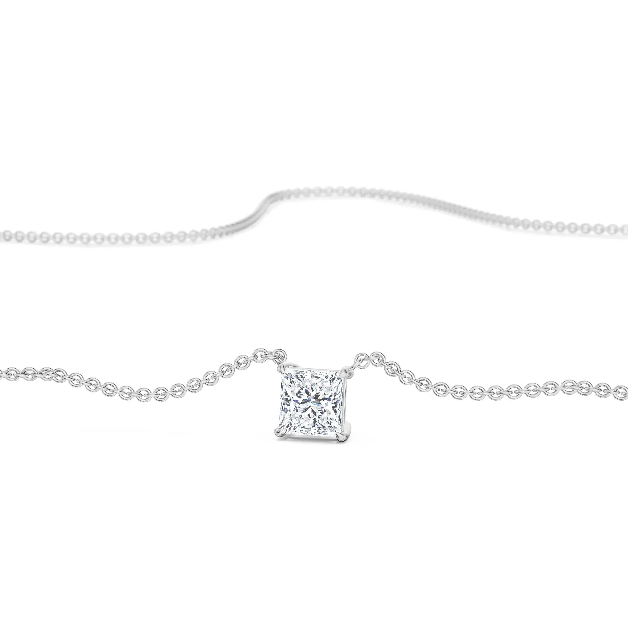 1 CT Princess Lab Grown Diamond Necklace - Front view