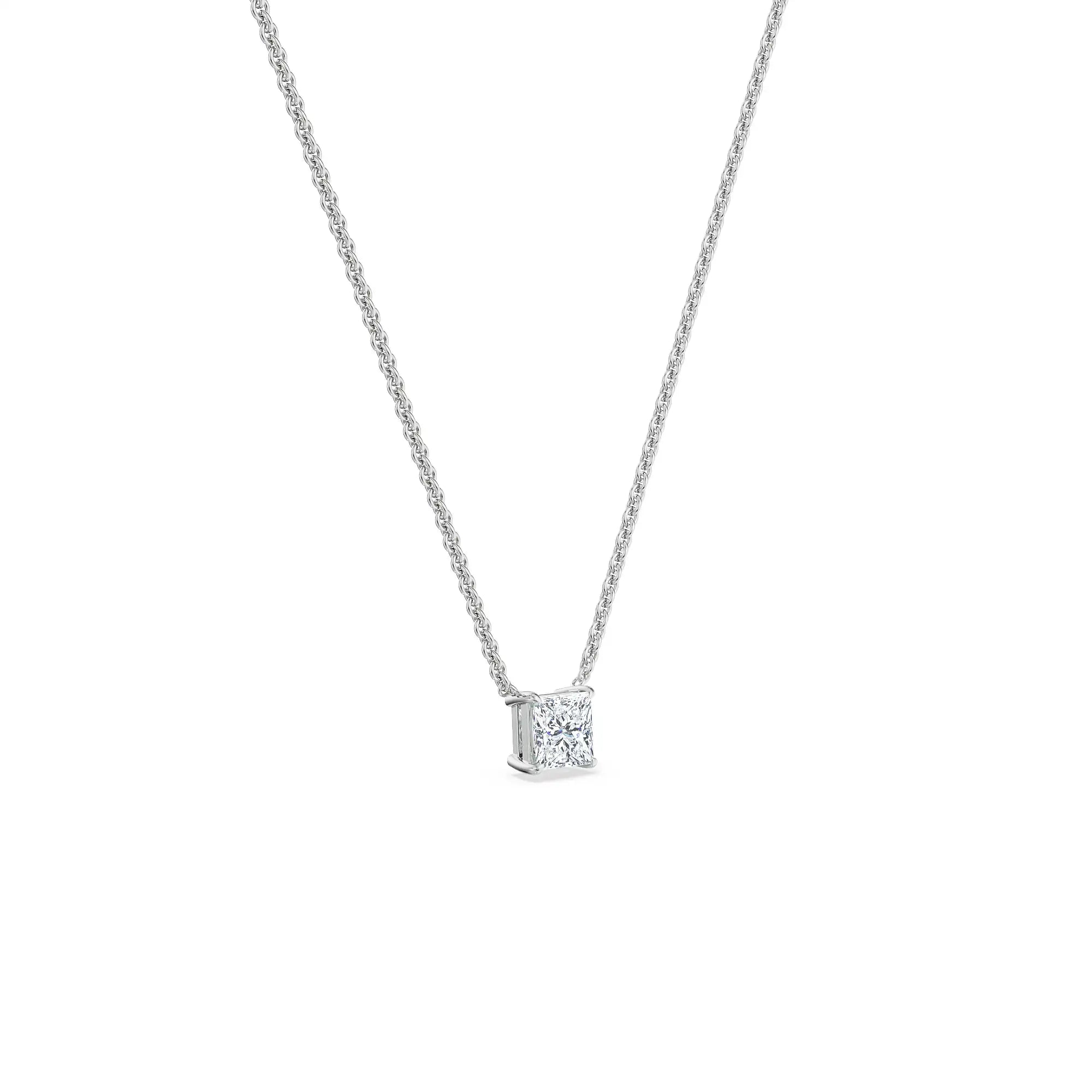 1 CT Princess Lab Grown Diamond Necklace - Side view