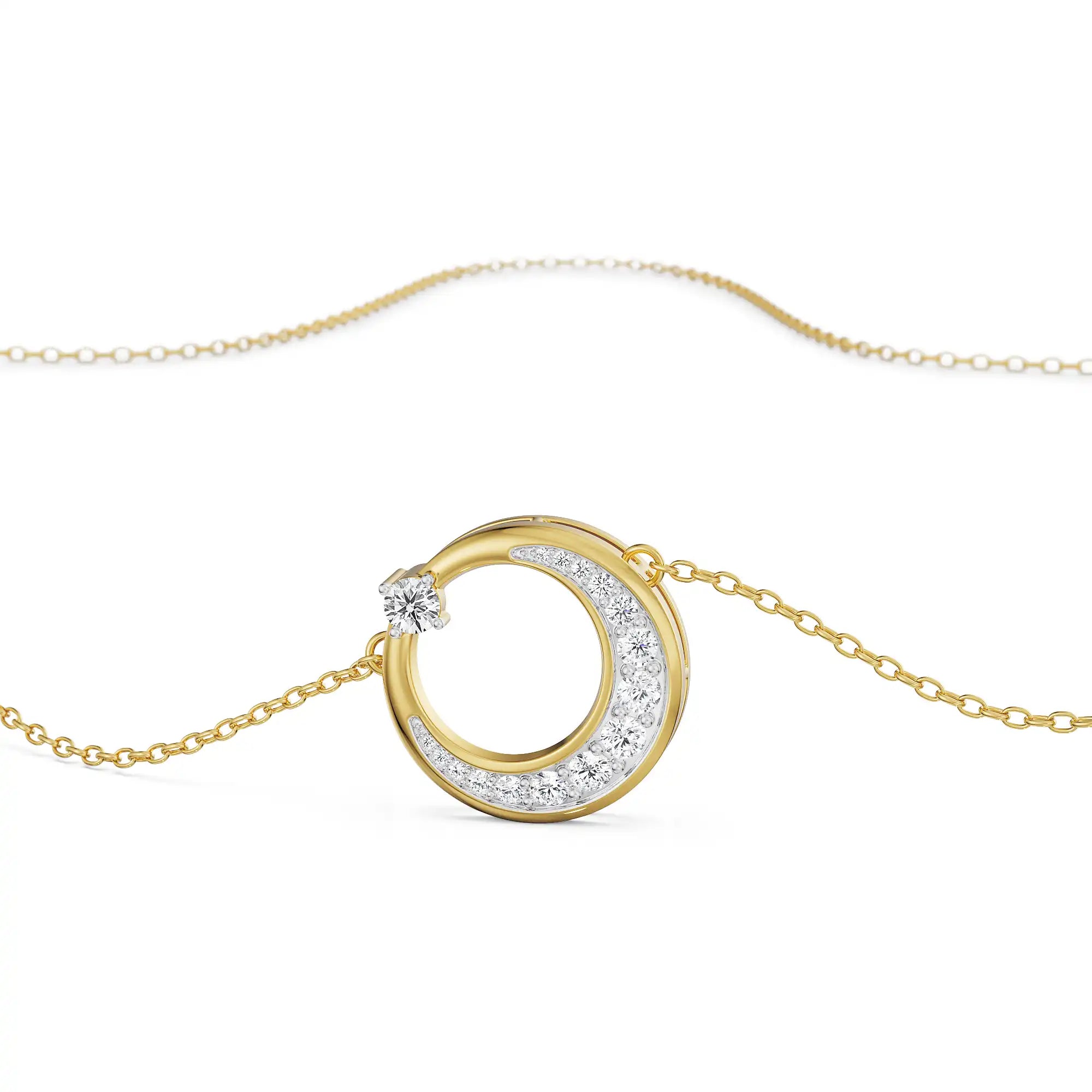 Night Sky Diamond Necklace - Front view in 9KT