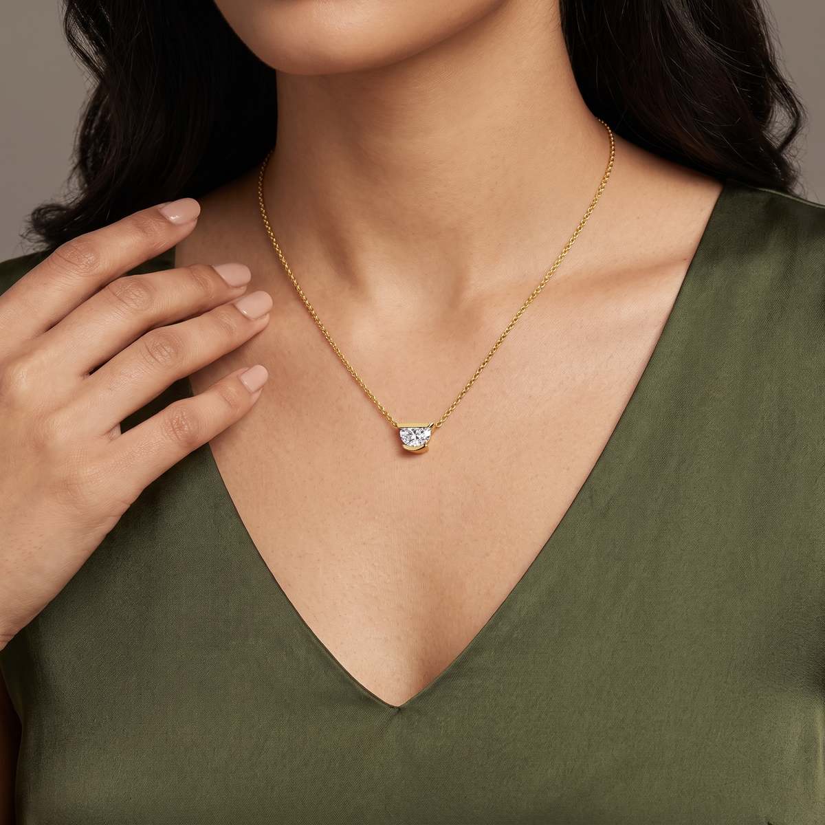 Half Moon Lab Grown Diamond Necklace