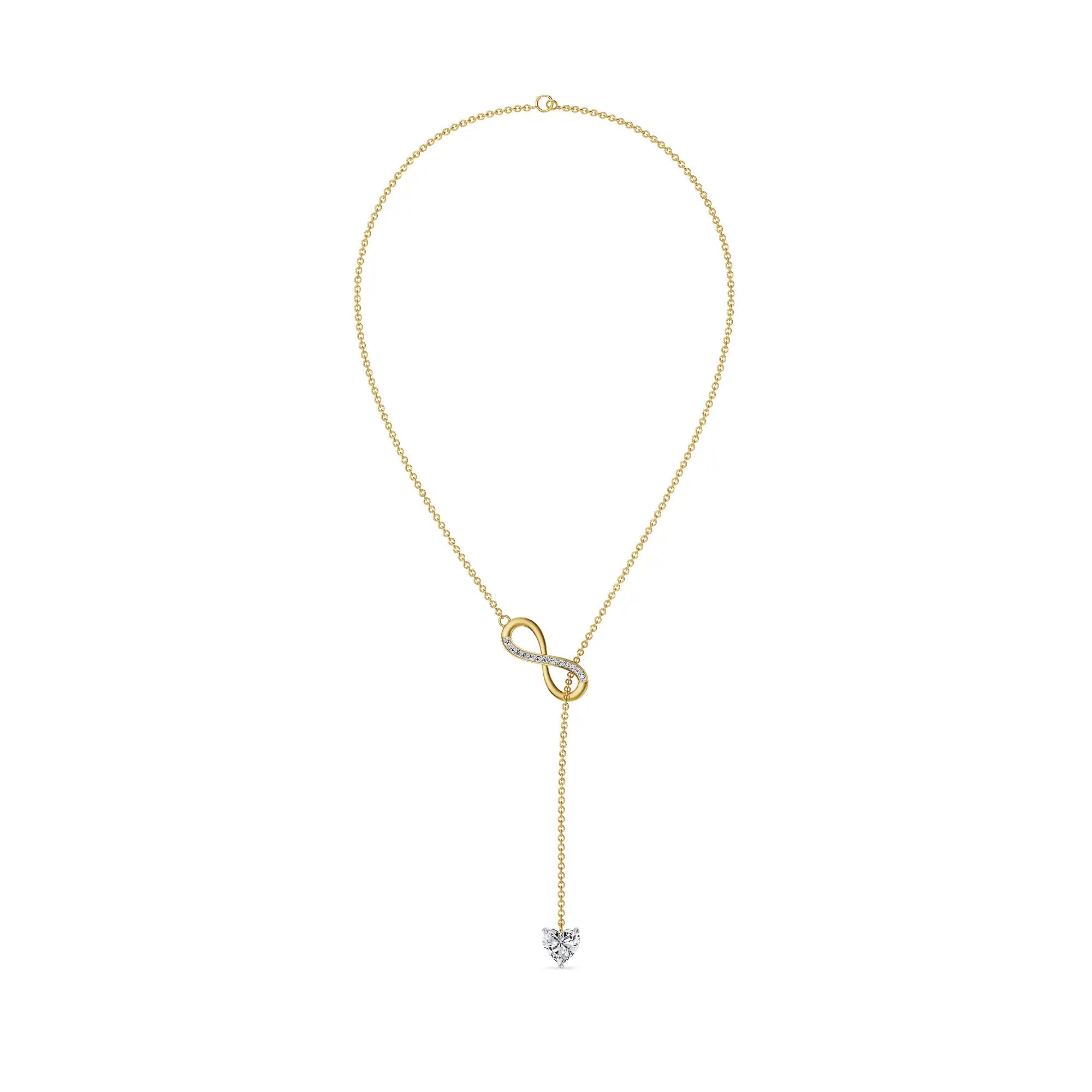 Infinity Heart Lab Grown Diamond Lariat Necklace - top view
