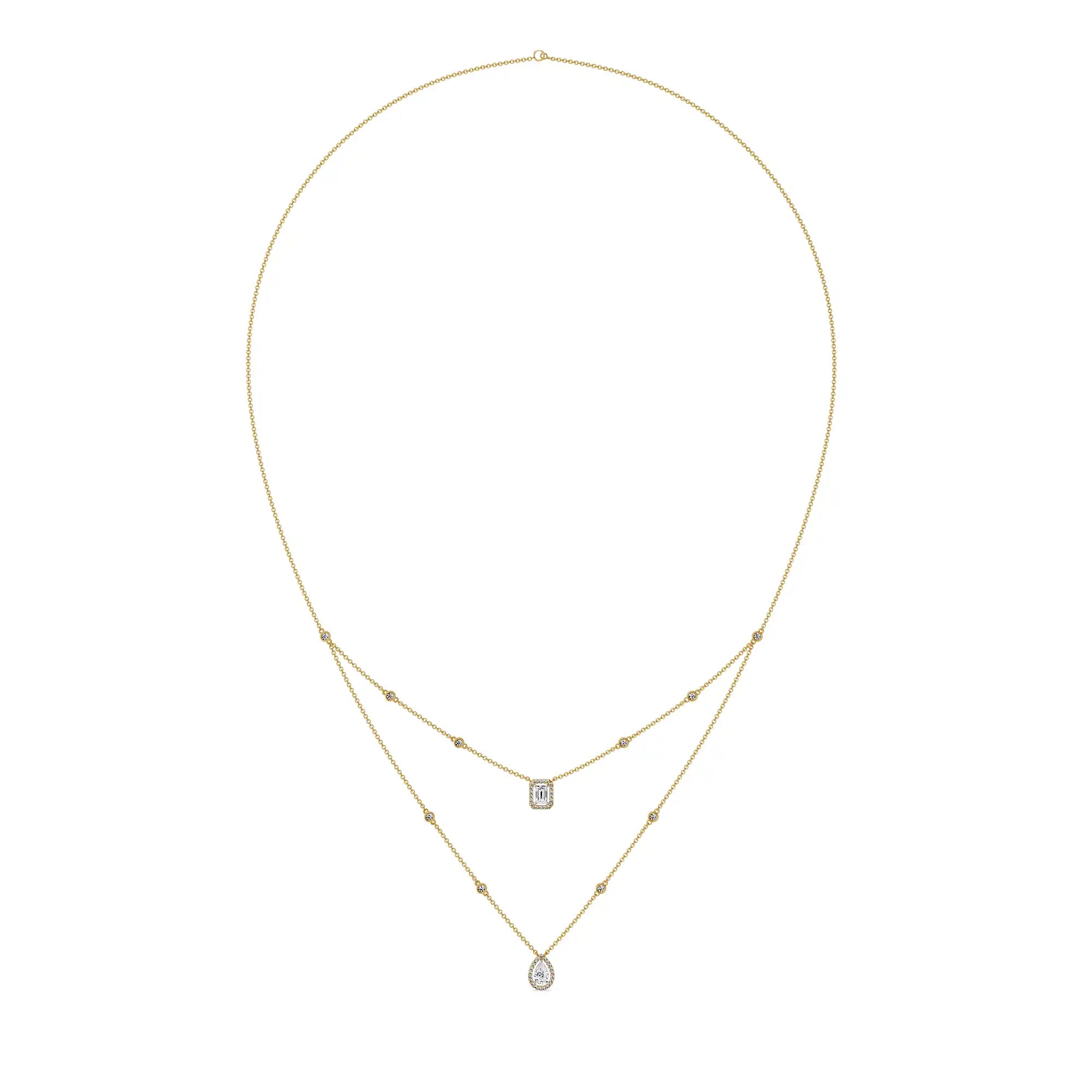 Layered Halo Solitaire Lab Grown Diamond Necklace - front view