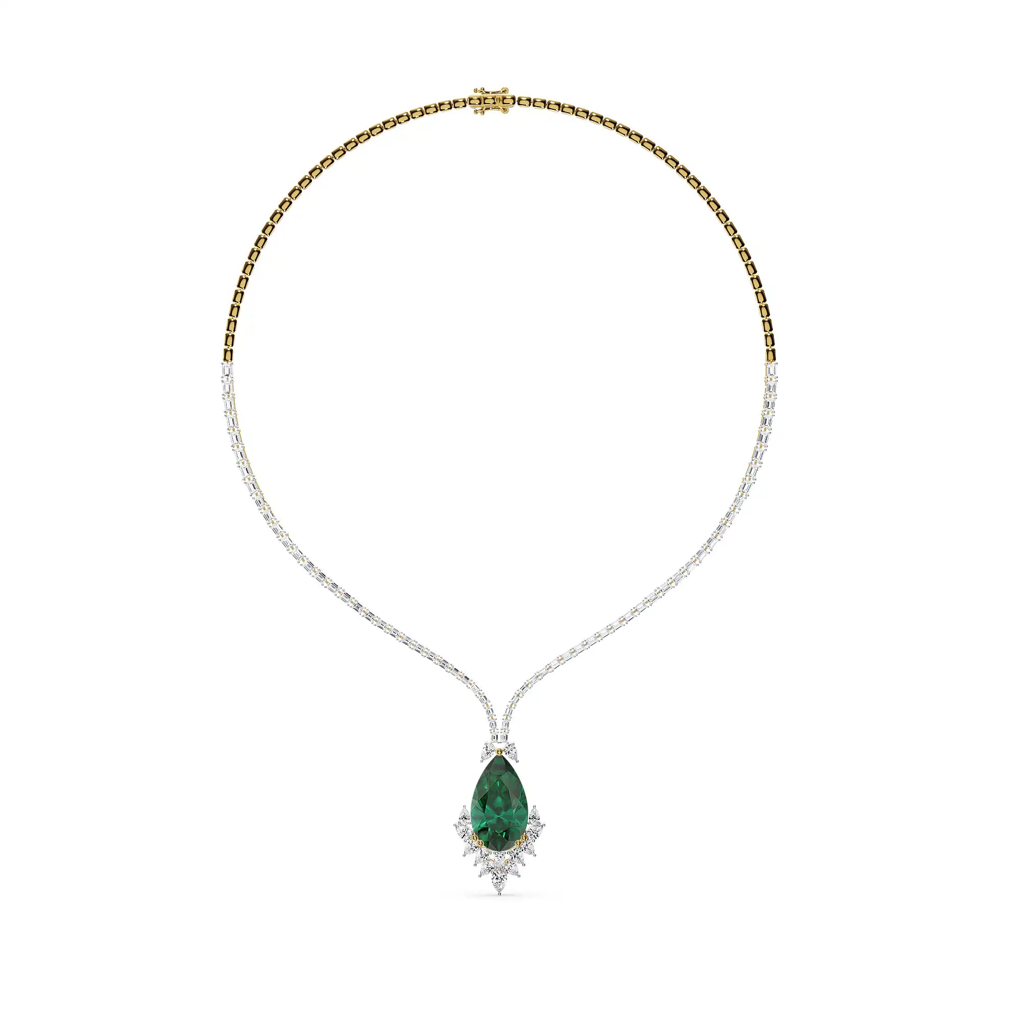 Emerald Grace Lab Grown Diamond Necklace - front view in 9KT