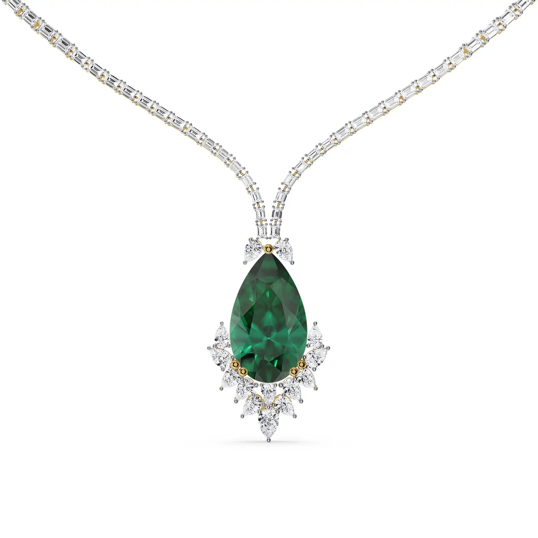 Emerald Grace Lab Grown Diamond Necklace - perspective view