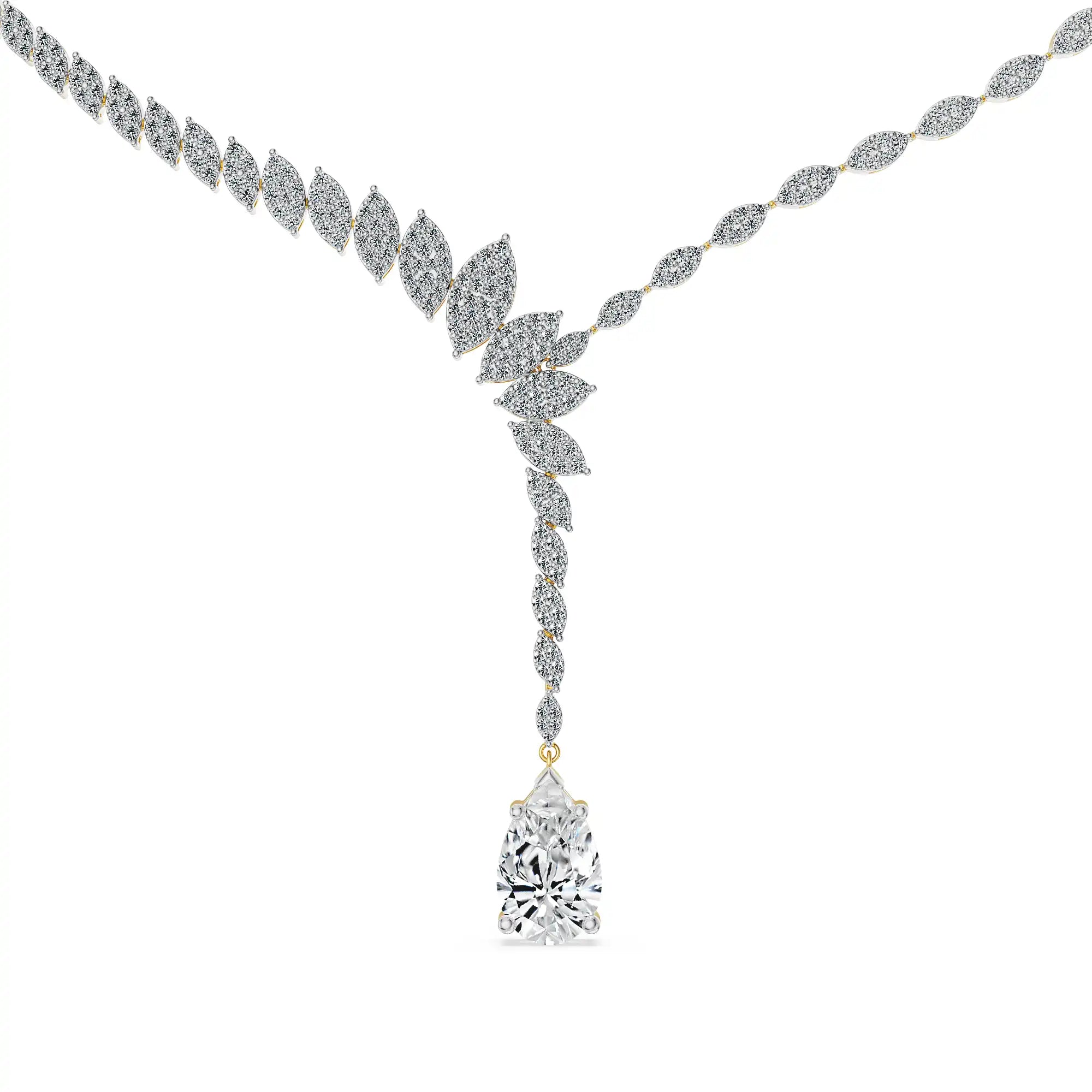 Frostfall Vine Lab Grown Diamond Necklace - perspective view